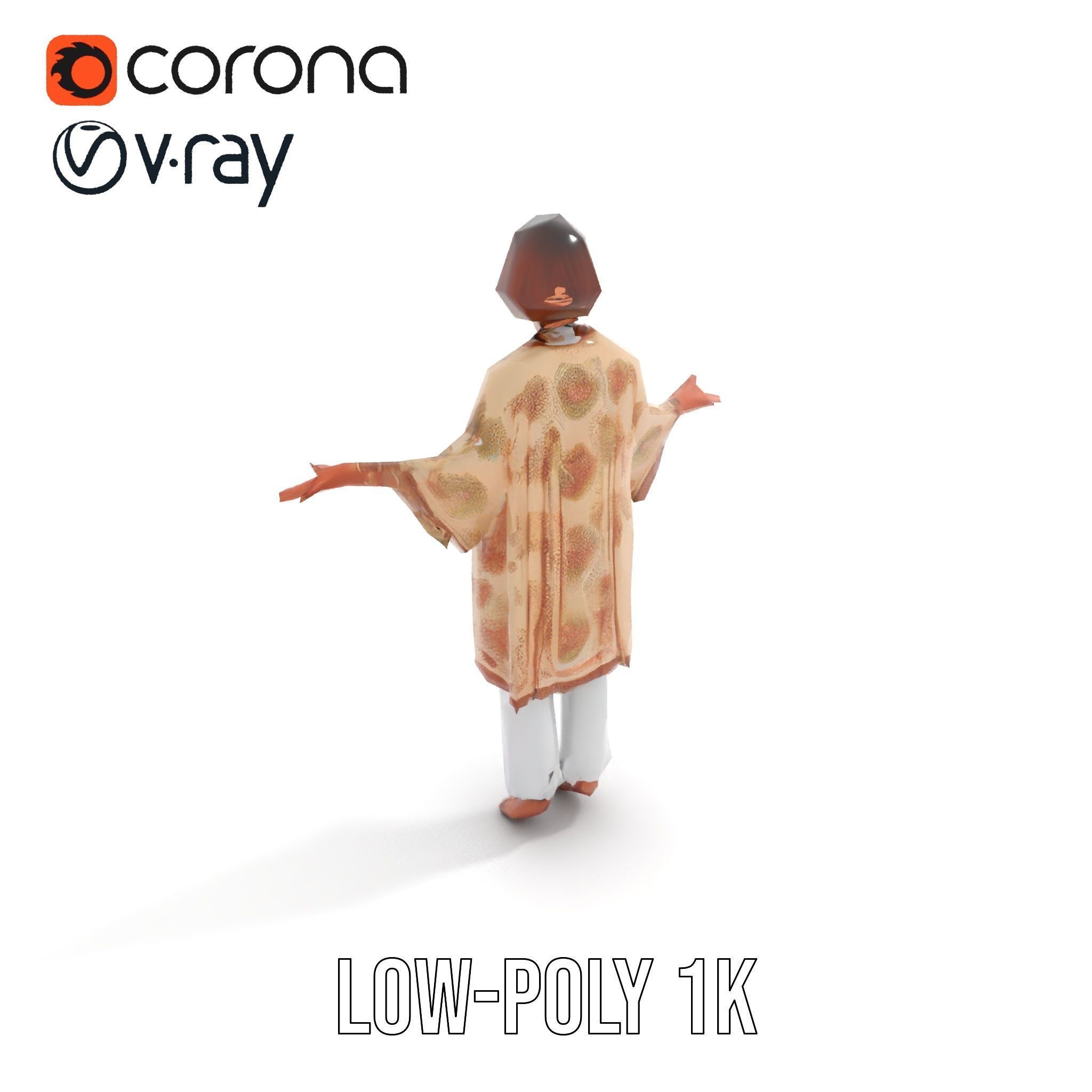 Elegant Elderly Woman Character Model Rigged and Animated Low-poly 3D model_11