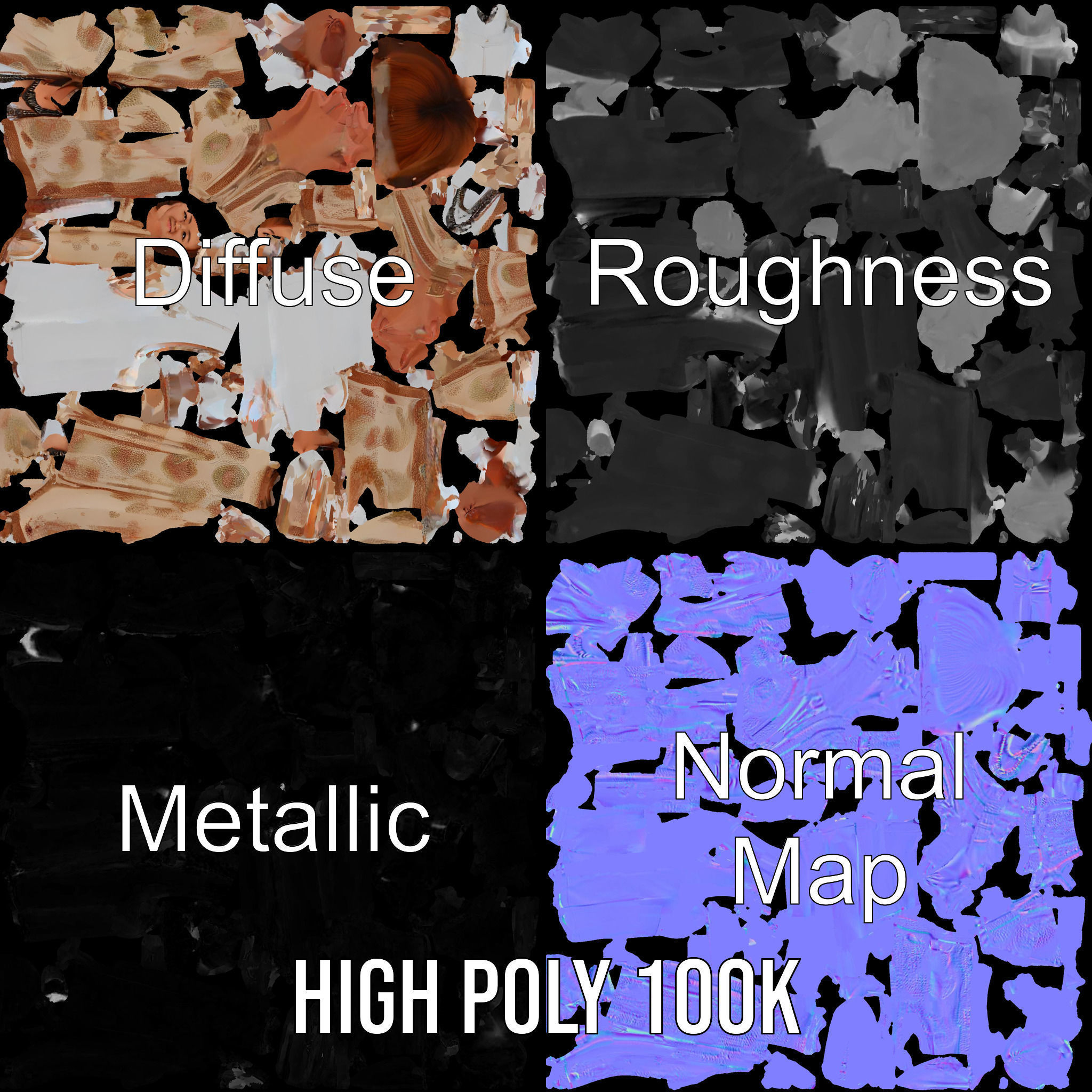 Elegant Elderly Woman Character Model Rigged and Animated Low-poly 3D model_3