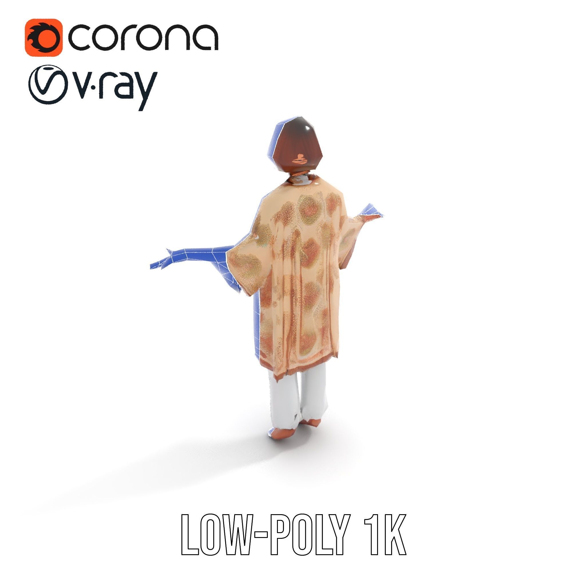 Elegant Elderly Woman Character Model Rigged and Animated Low-poly 3D model_22