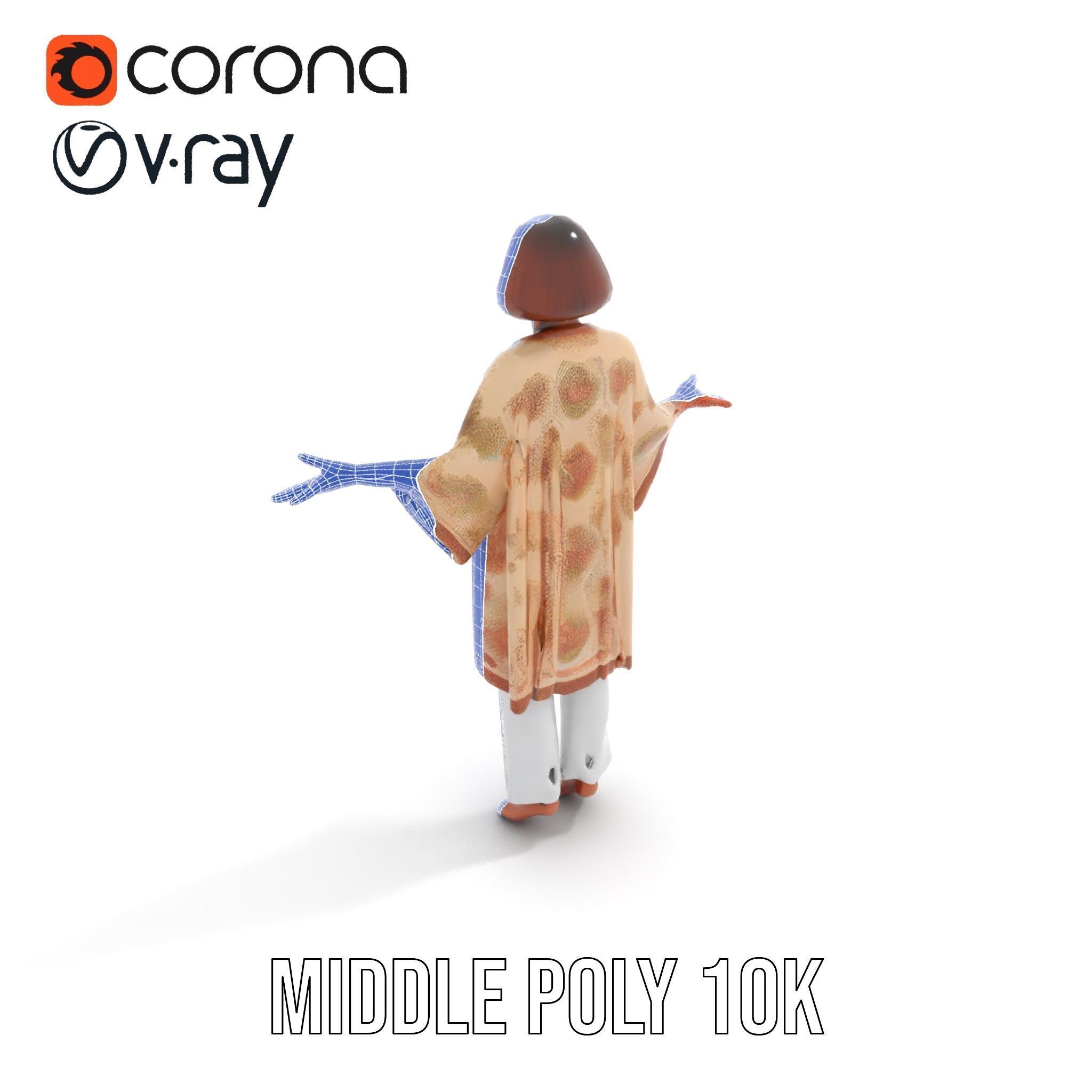 Elegant Elderly Woman Character Model Rigged and Animated Low-poly 3D model_18