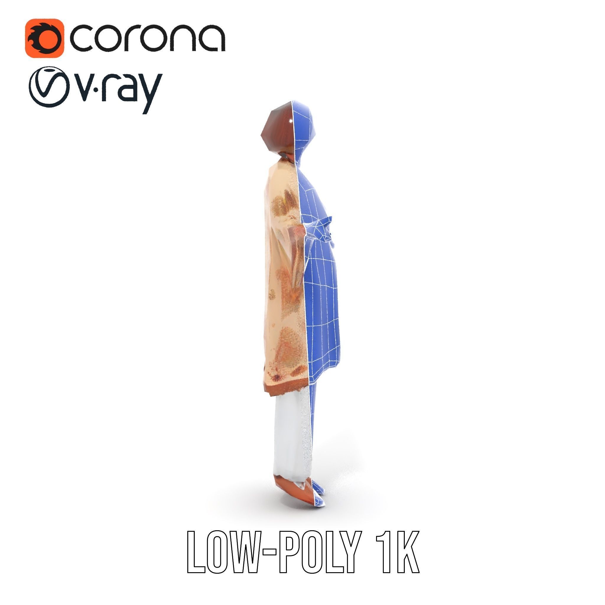 Elegant Elderly Woman Character Model Rigged and Animated Low-poly 3D model_13