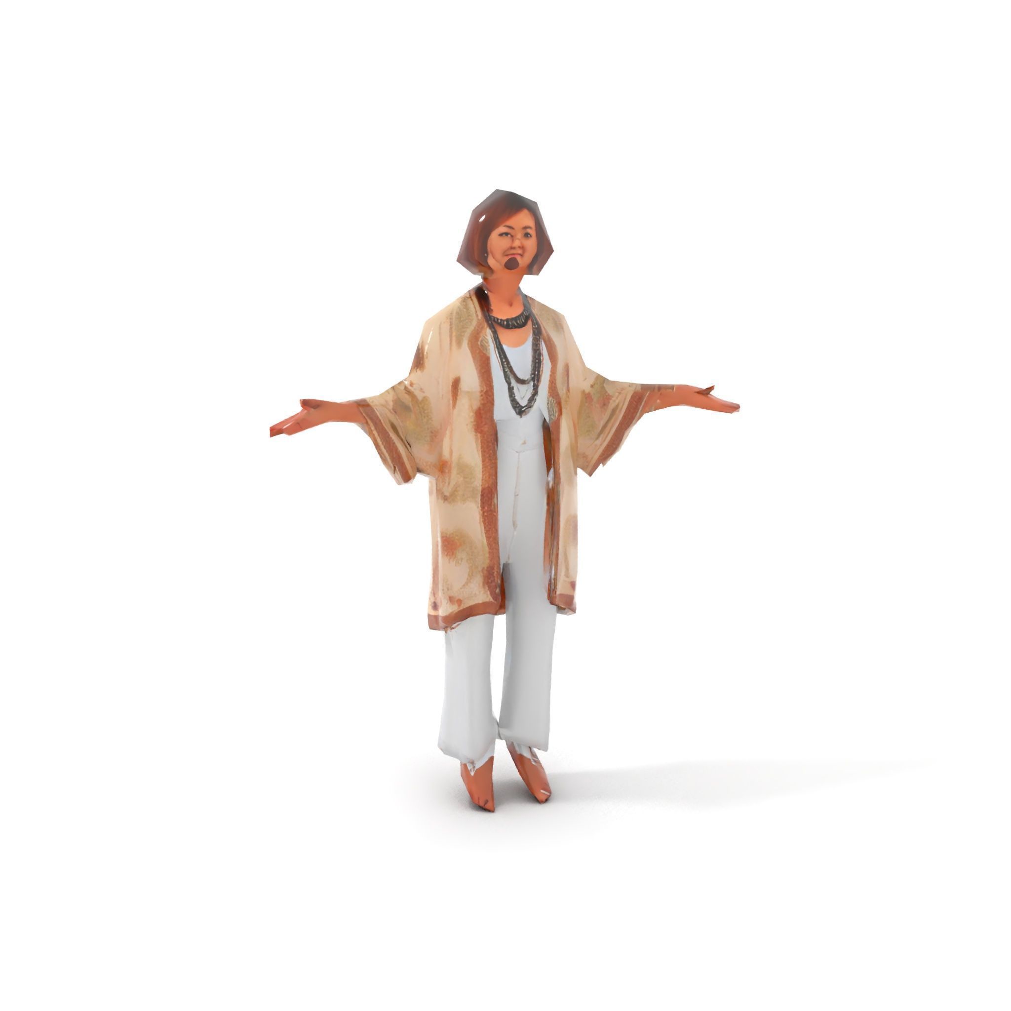 Elegant Elderly Woman Character Model Rigged and Animated Low-poly 3D model_7