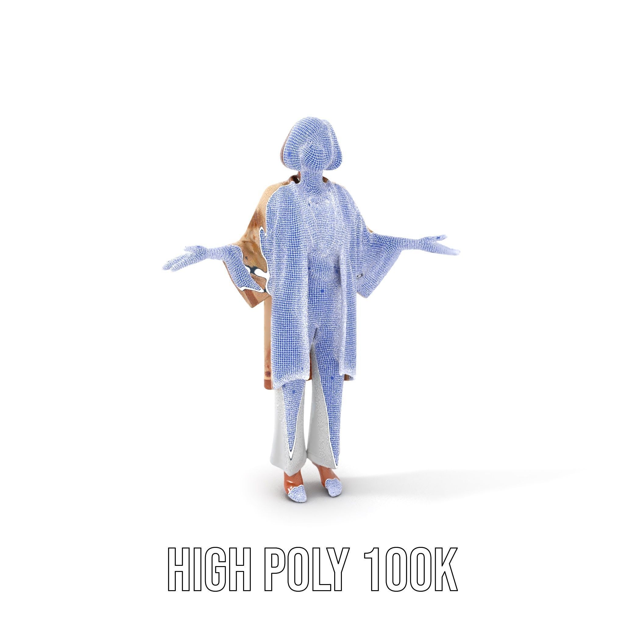 Elegant Elderly Woman Character Model Rigged and Animated Low-poly 3D model_4