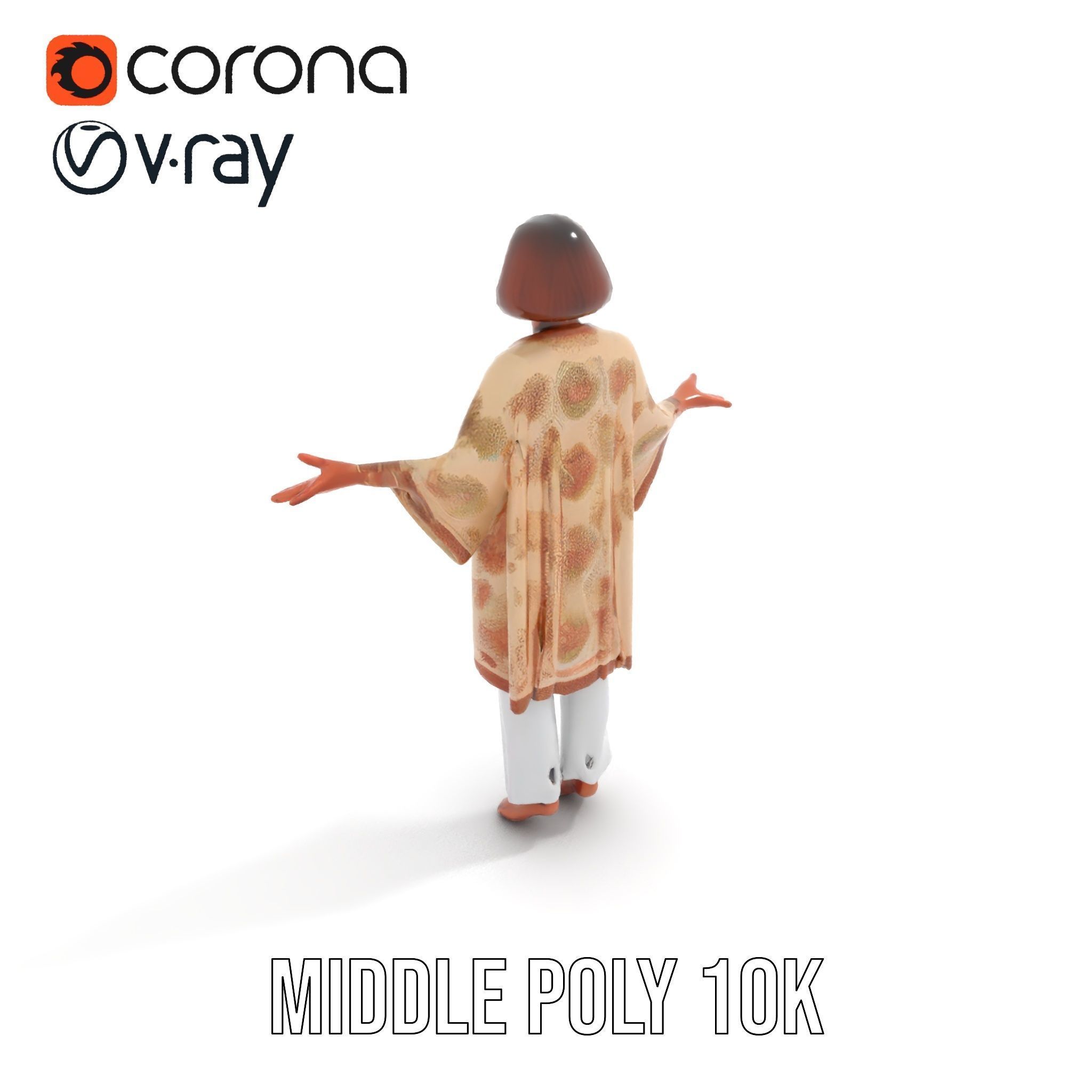 Elegant Elderly Woman Character Model Rigged and Animated Low-poly 3D model_26