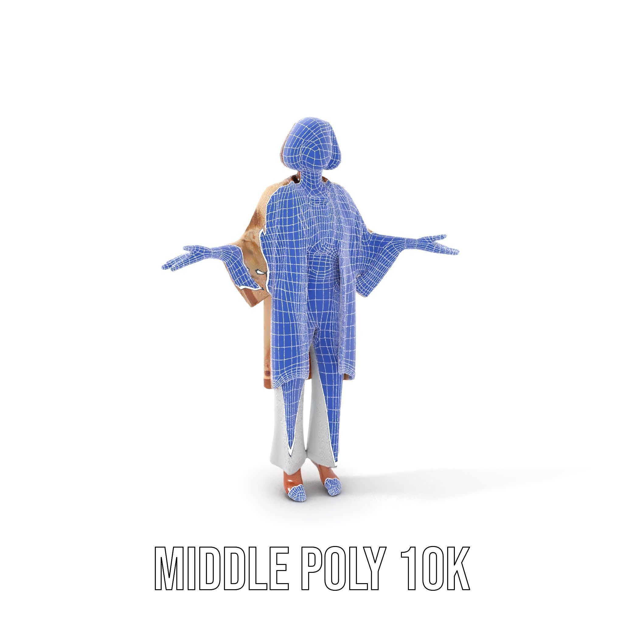 Elegant Elderly Woman Character Model Rigged and Animated Low-poly 3D model_21