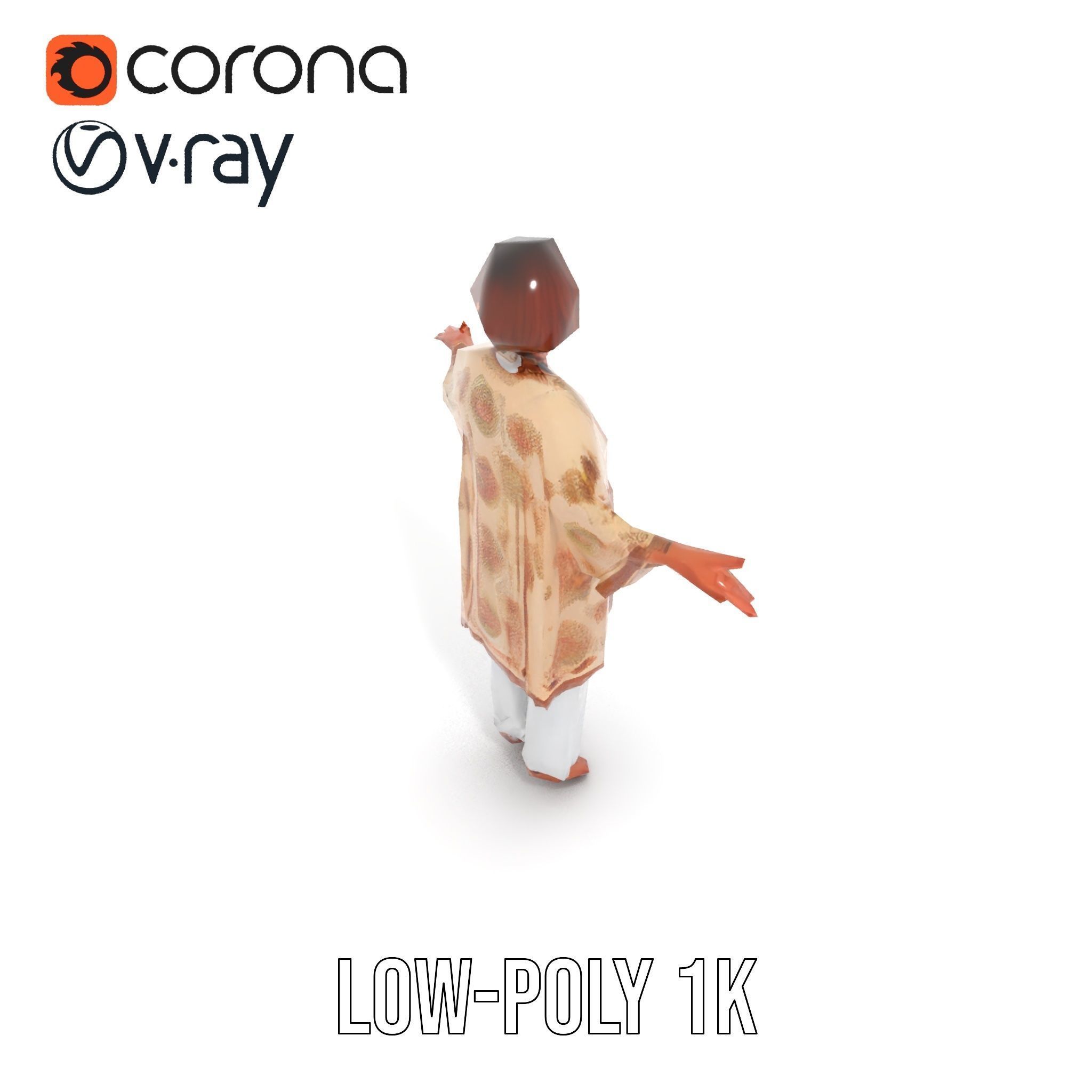 Elegant Elderly Woman Character Model Rigged and Animated Low-poly 3D model_16