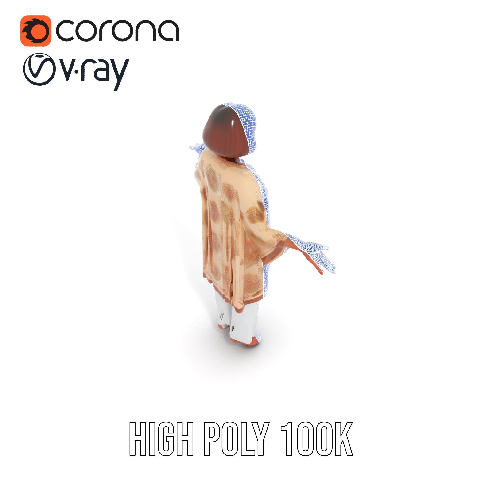 Elegant Elderly Woman Character Model Rigged and Animated Low-poly 3D model_28