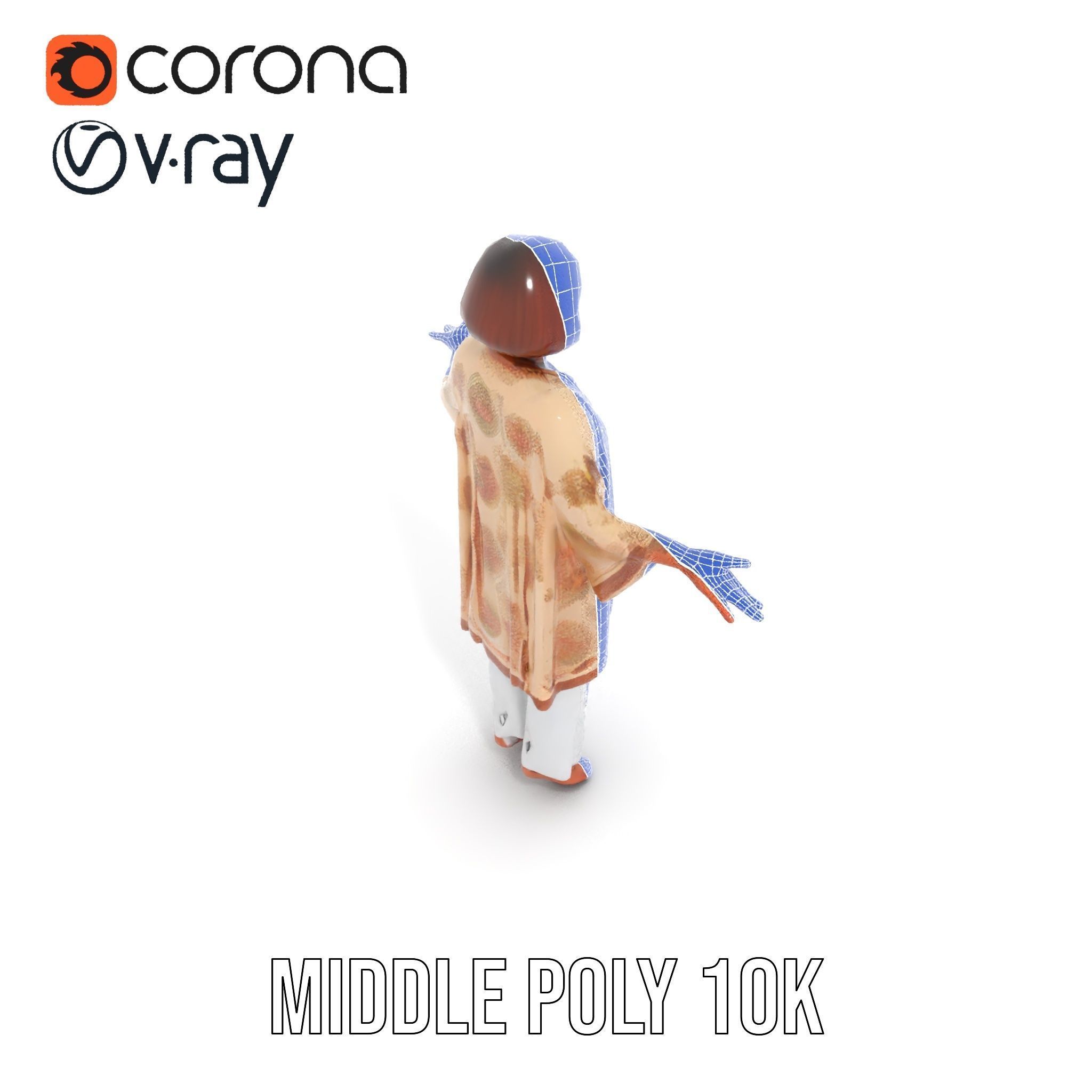 Elegant Elderly Woman Character Model Rigged and Animated Low-poly 3D model_29