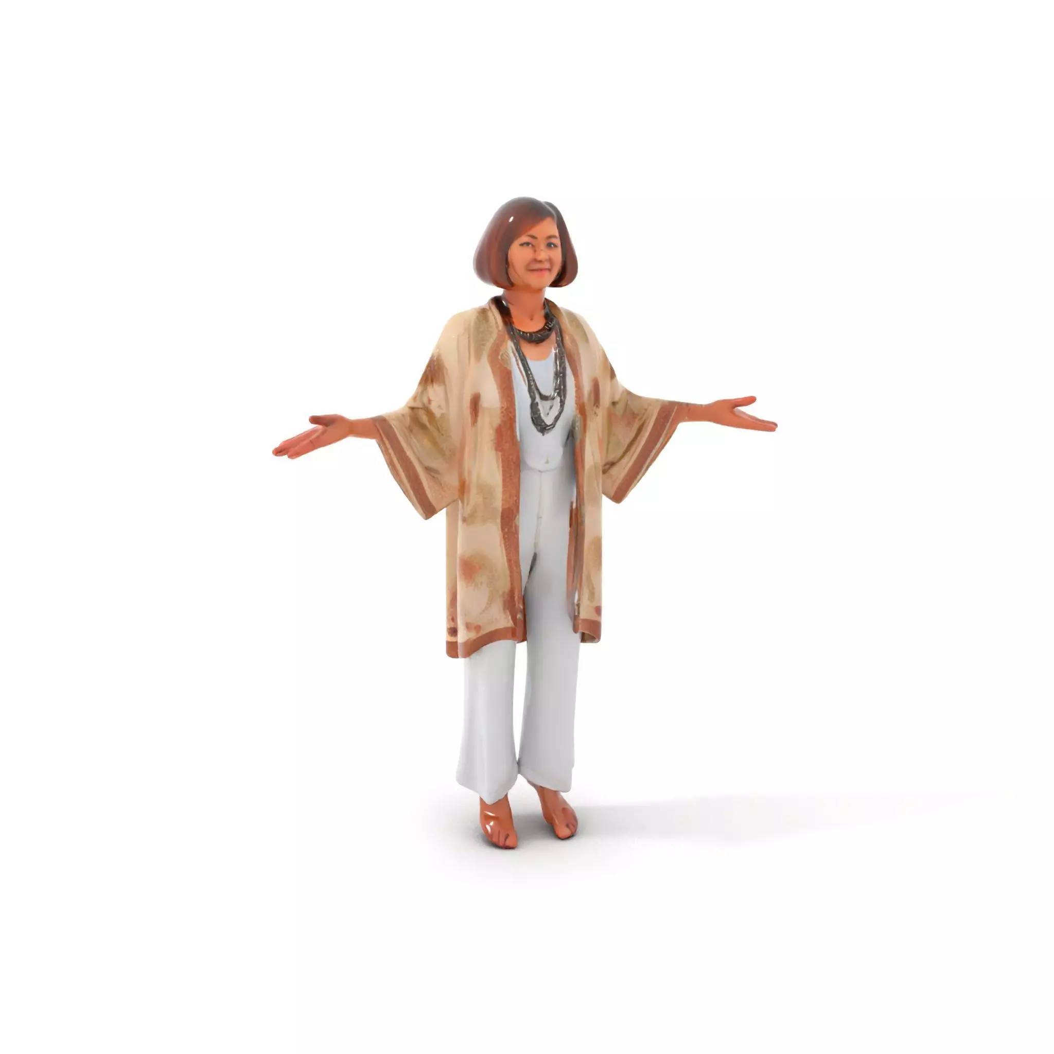 Elegant Elderly Woman Character Model Rigged and Animated Low-poly 3D model_0