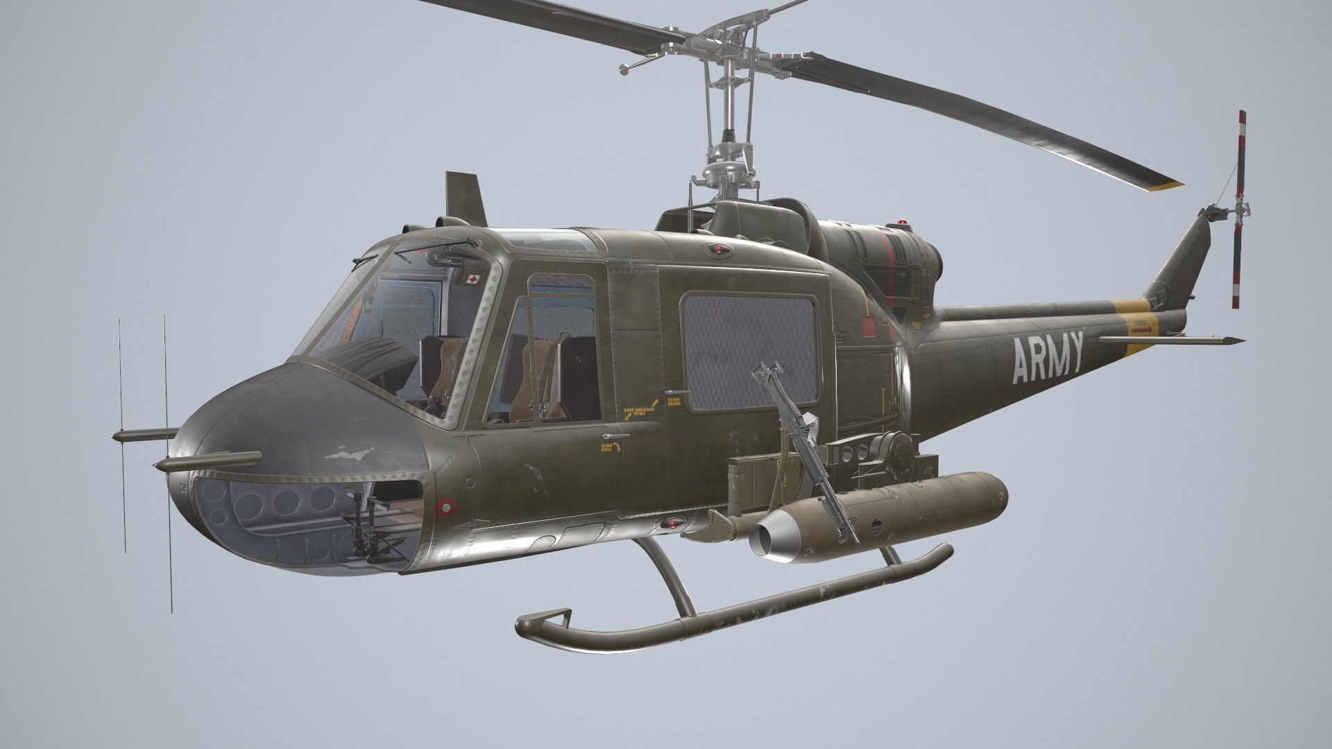Bell UH-1B US Army Static Low-poly 3D model_3