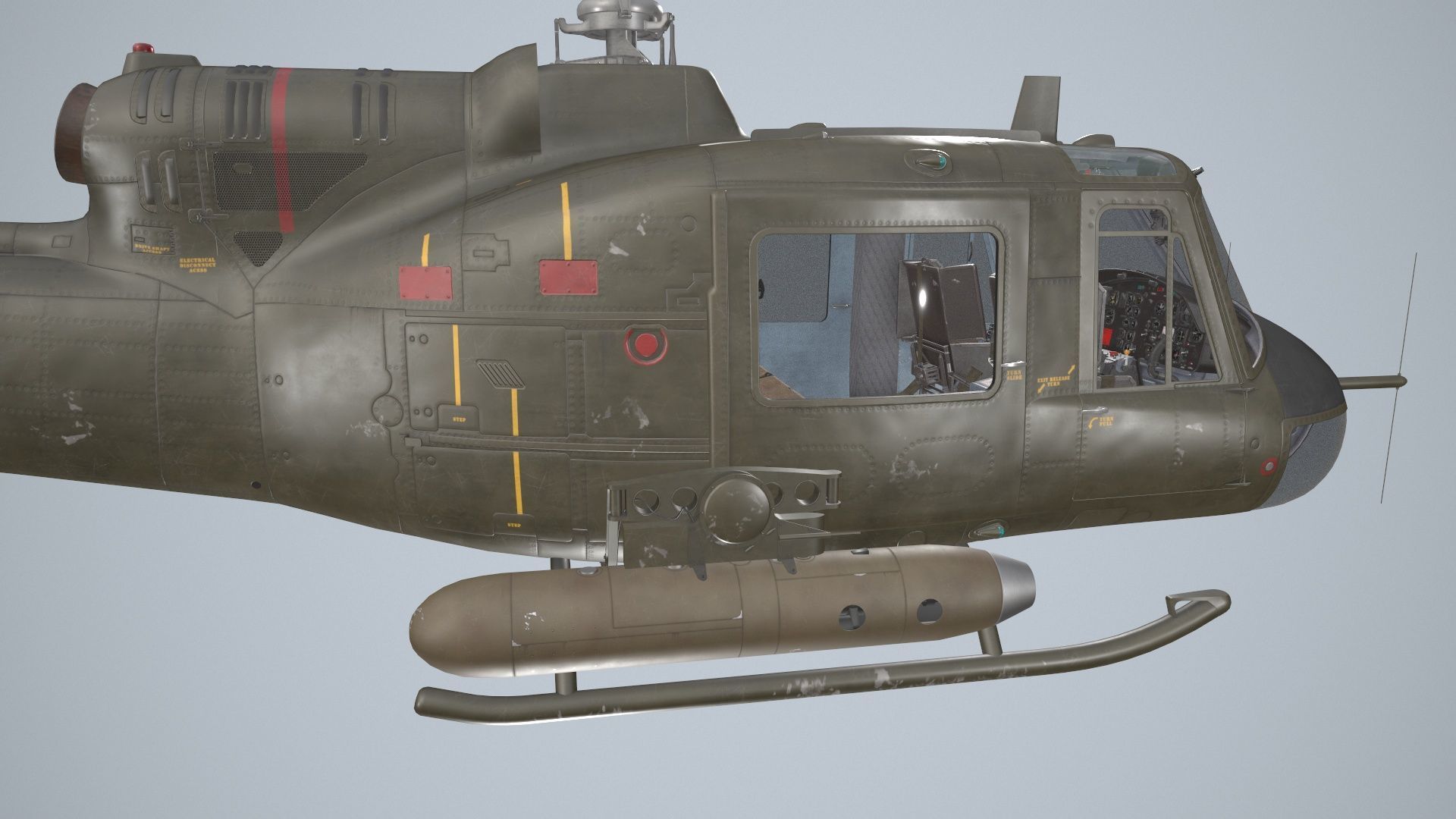 Bell UH-1B US Army Static Low-poly 3D model_6