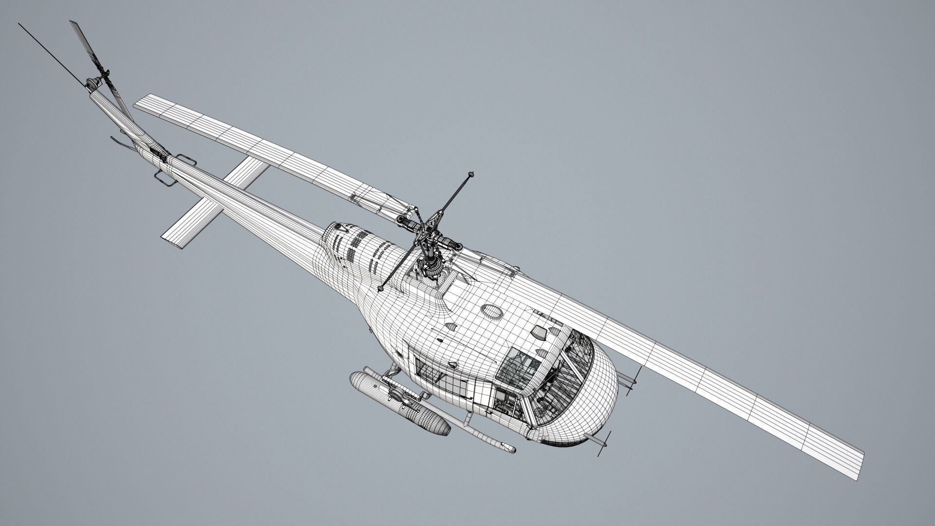 Bell UH-1B US Army Static Low-poly 3D model_39