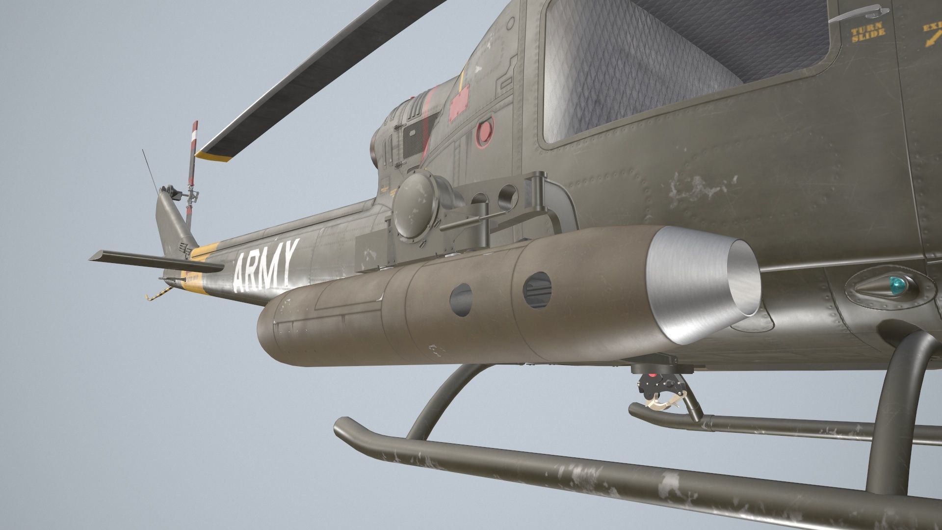 Bell UH-1B US Army Static Low-poly 3D model_9