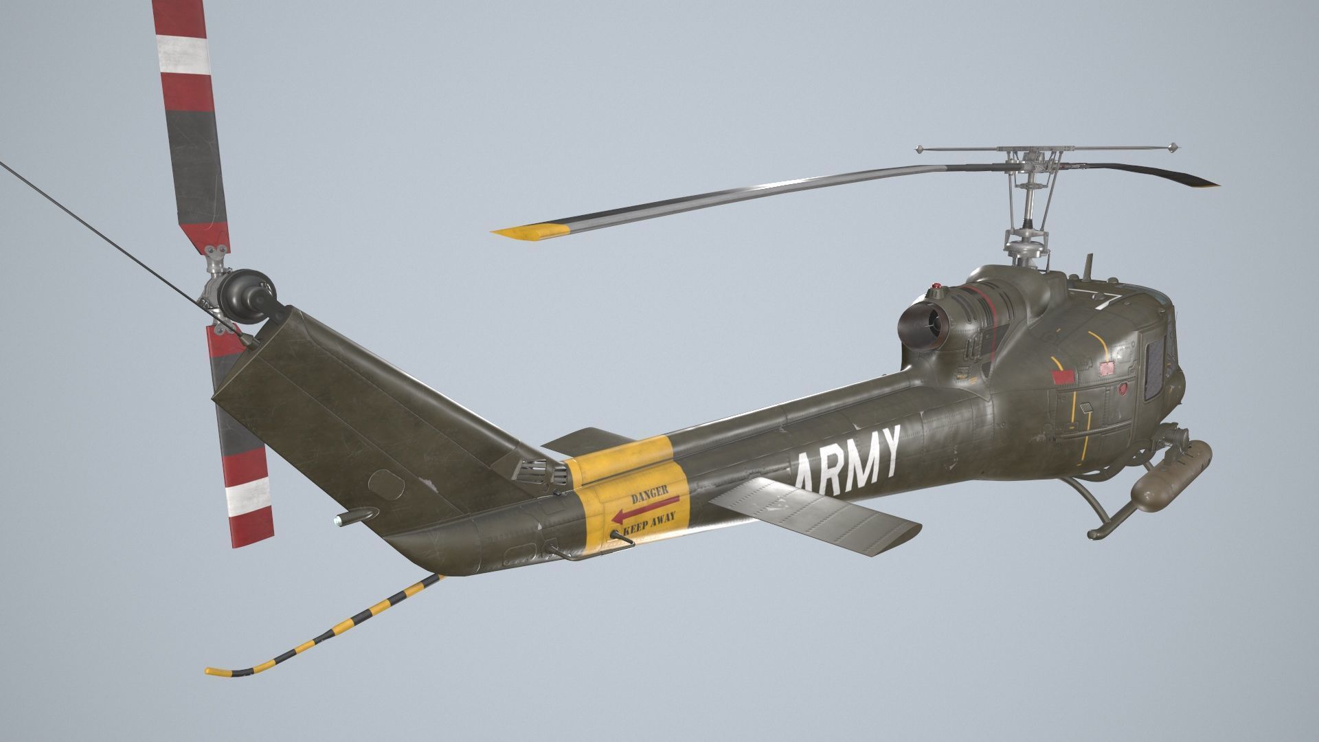 Bell UH-1B US Army Static Low-poly 3D model_5