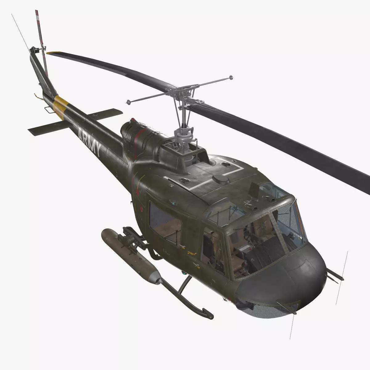 Bell UH-1B US Army Static Low-poly 3D model_0