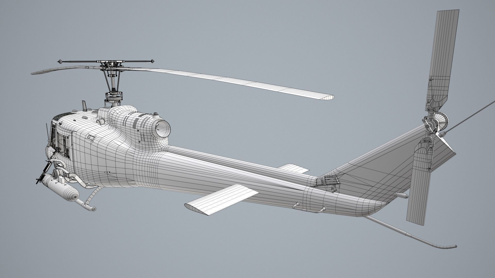 Bell UH-1B US Army Static Low-poly 3D model_36