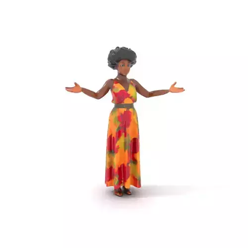 Floral Dress Character Rigged and Animated D Model