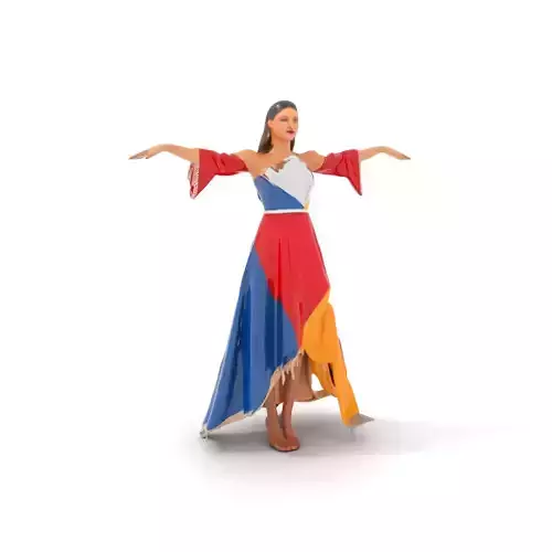 Colorful Dress Female Character Rigged and Animated