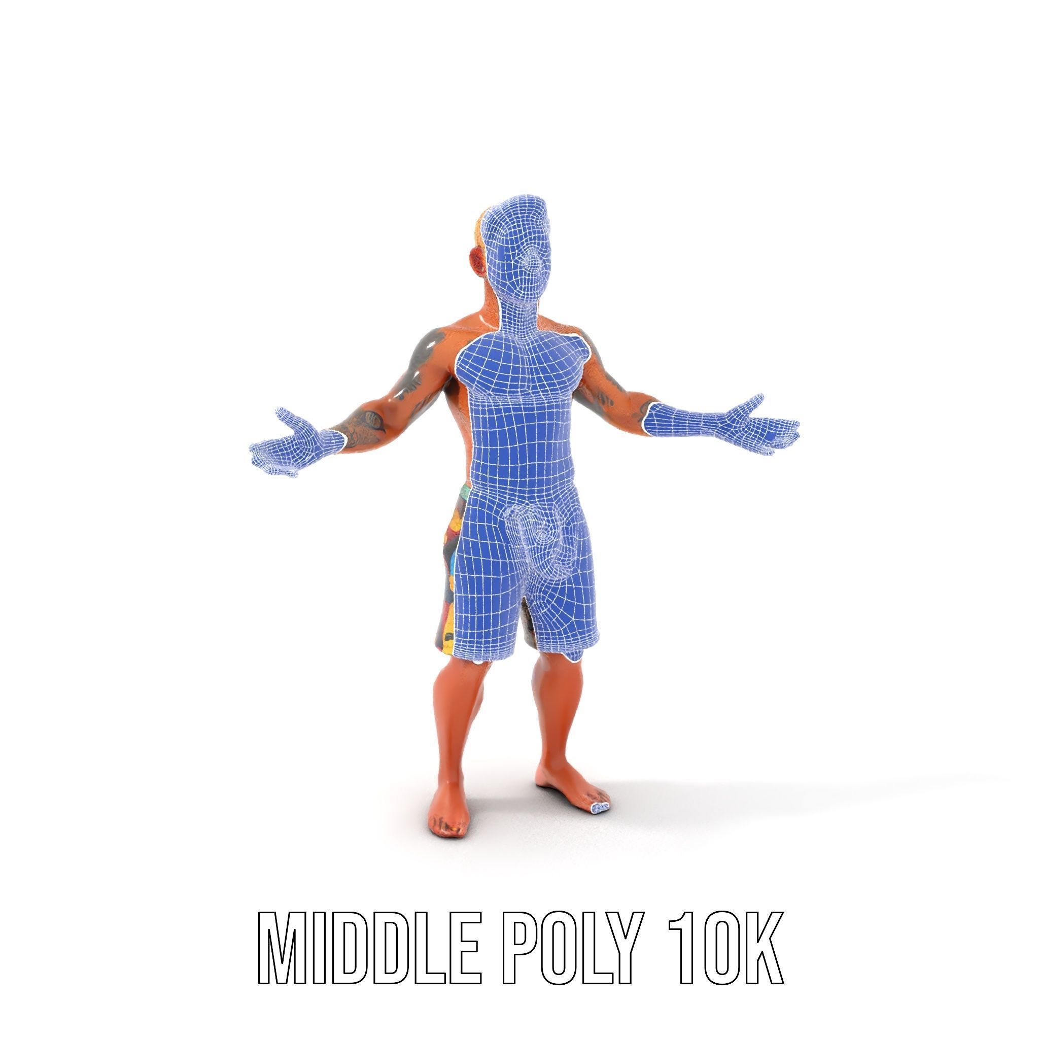 Beach Surfer Character with Tattoos  Rigged and Animated D Model Low-poly 3D model_20