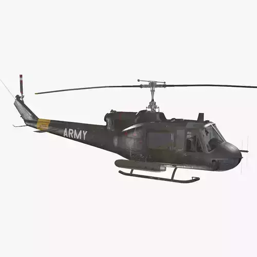 Bell UH-1B US Army Basic Animation Low-poly 3D model
