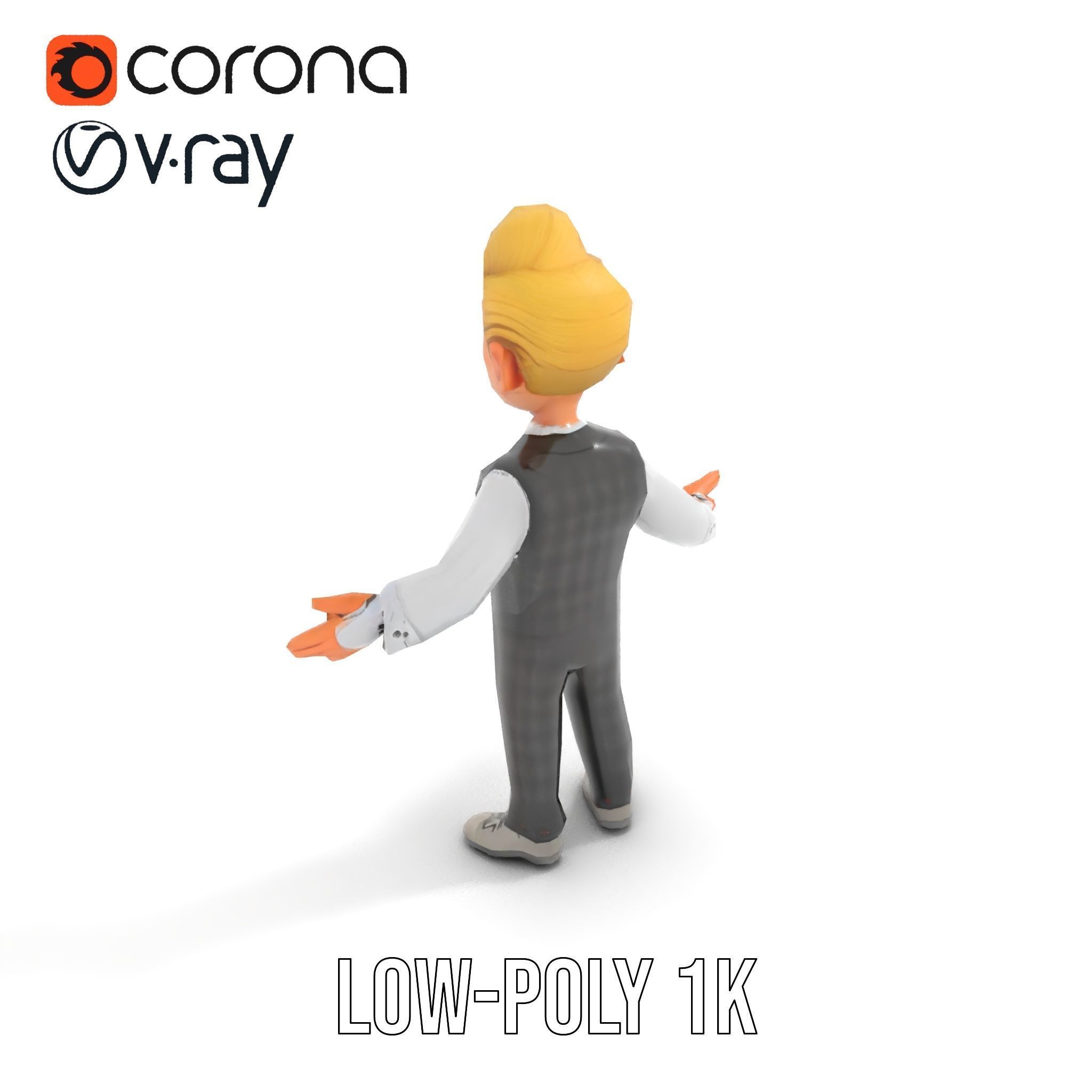 Stylish Young Businessman Rigged and Animated D Character Model Low-poly 3D model_7