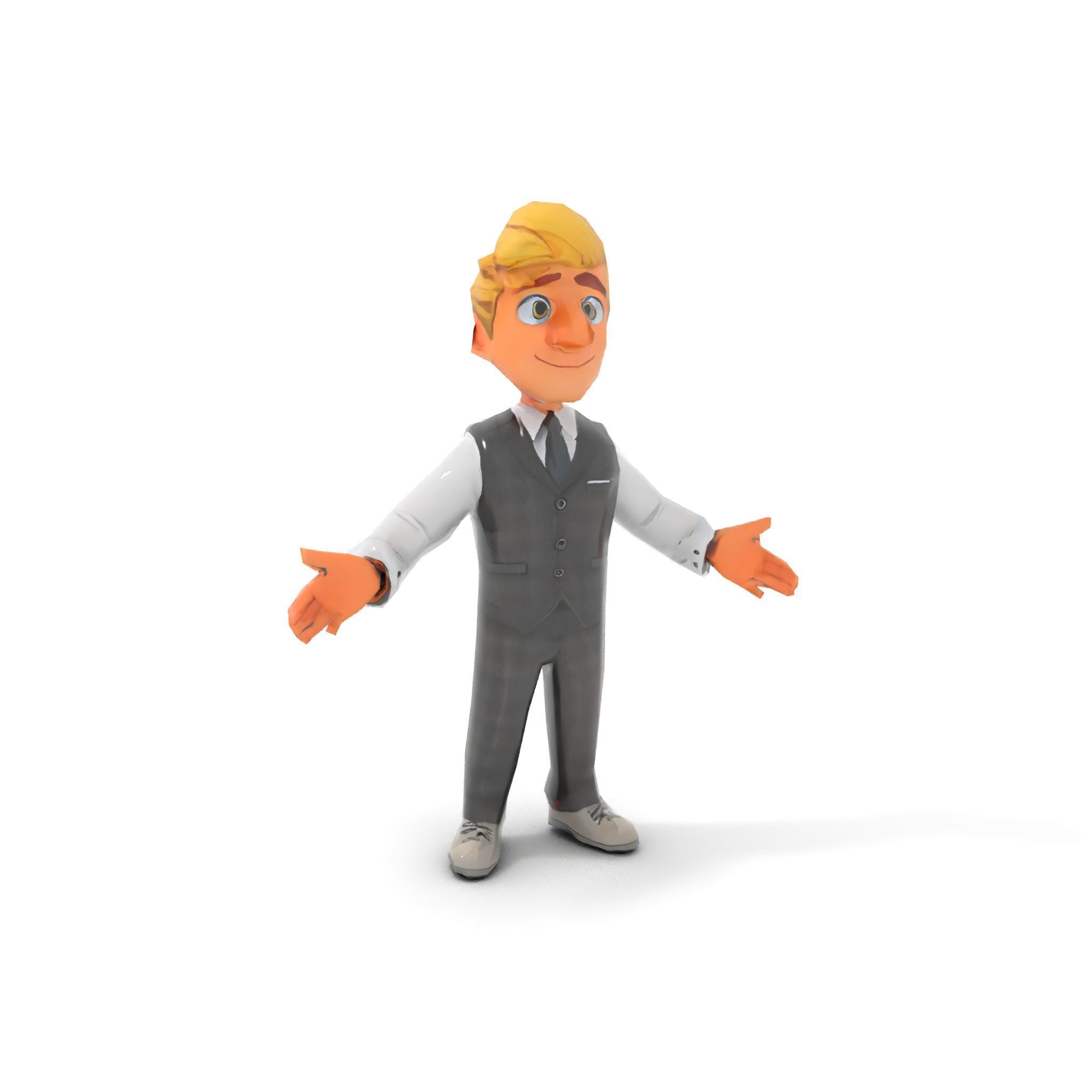 Stylish Young Businessman Rigged and Animated D Character Model Low-poly 3D model_8