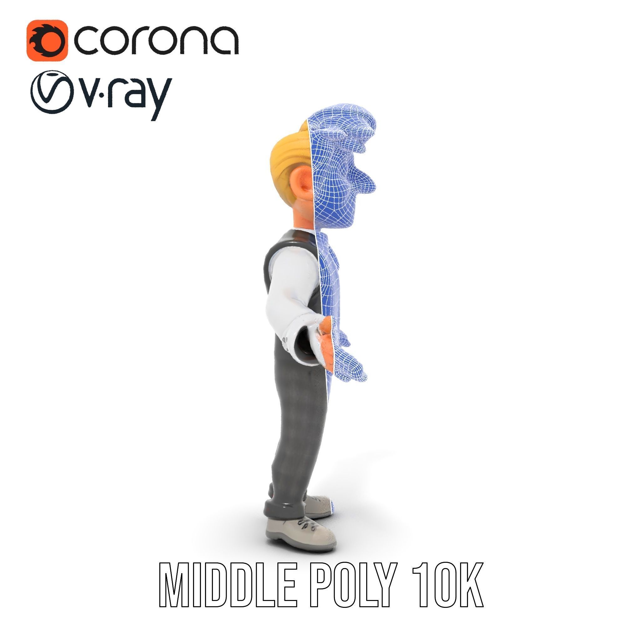 Stylish Young Businessman Rigged and Animated D Character Model Low-poly 3D model_32