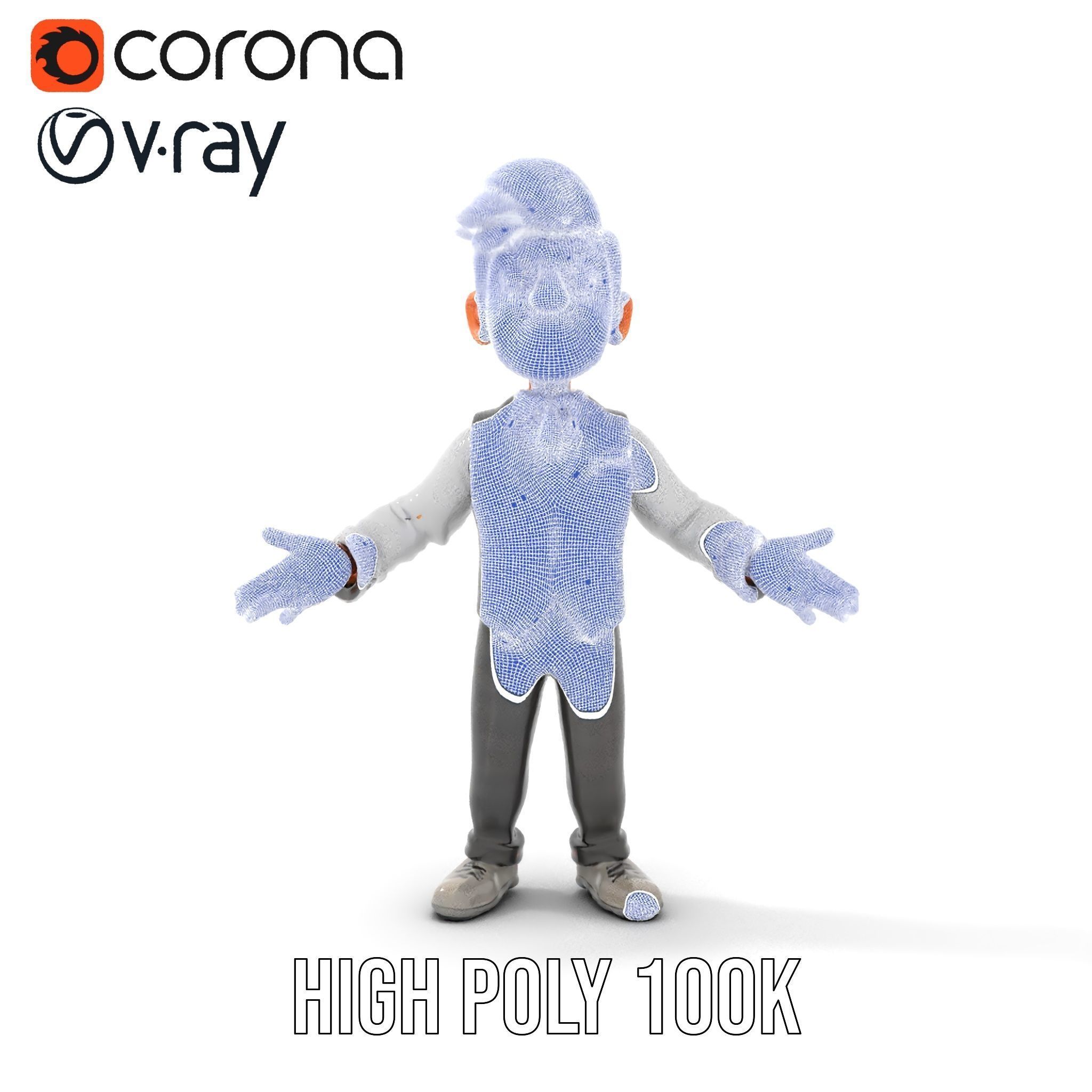 Stylish Young Businessman Rigged and Animated D Character Model Low-poly 3D model_33