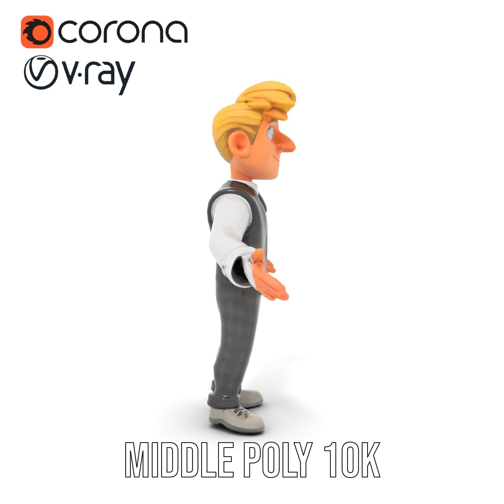 Stylish Young Businessman Rigged and Animated D Character Model Low-poly 3D model_21