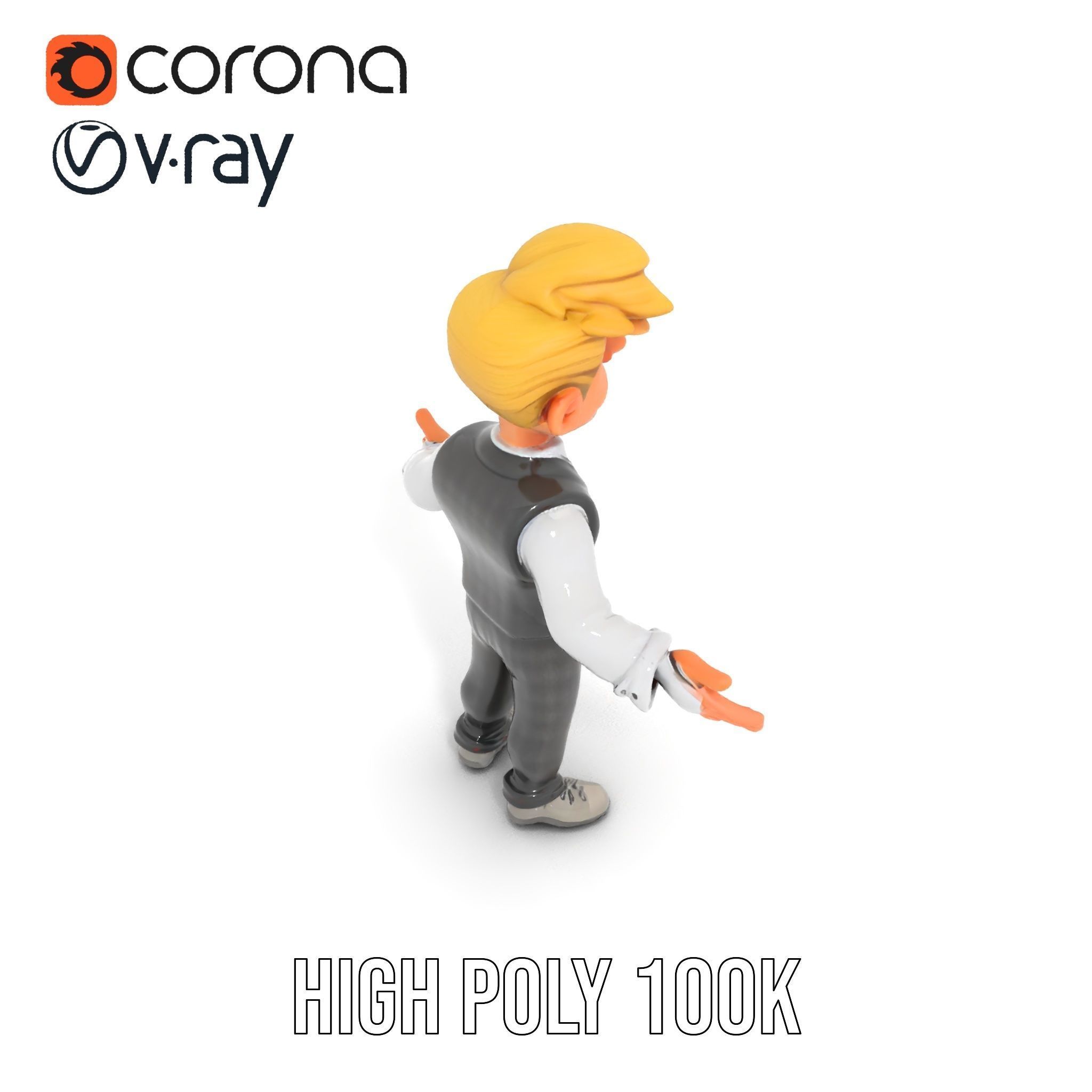 Stylish Young Businessman Rigged and Animated D Character Model Low-poly 3D model_23