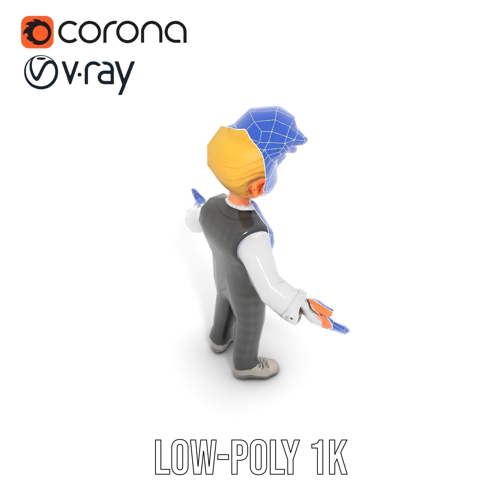 Stylish Young Businessman Rigged and Animated D Character Model Low-poly 3D model_31