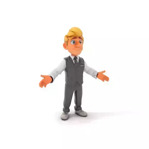 Stylish Young Businessman Rigged and Animated D Character Model