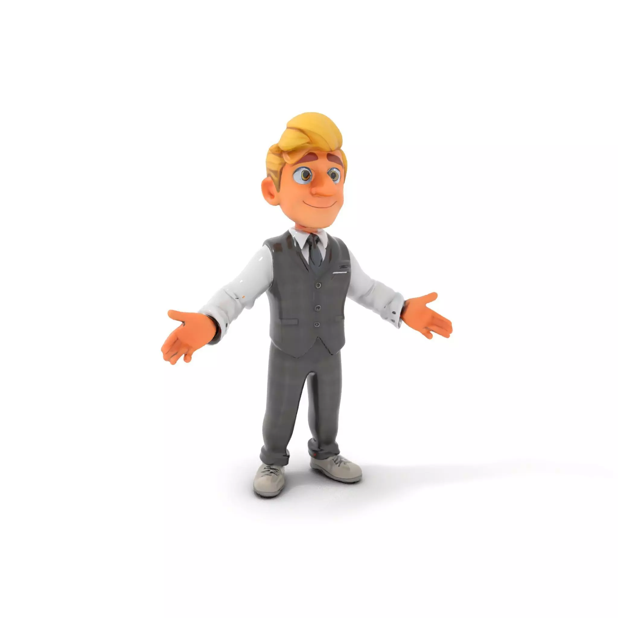 Stylish Young Businessman Rigged and Animated D Character Model Low-poly 3D model_0