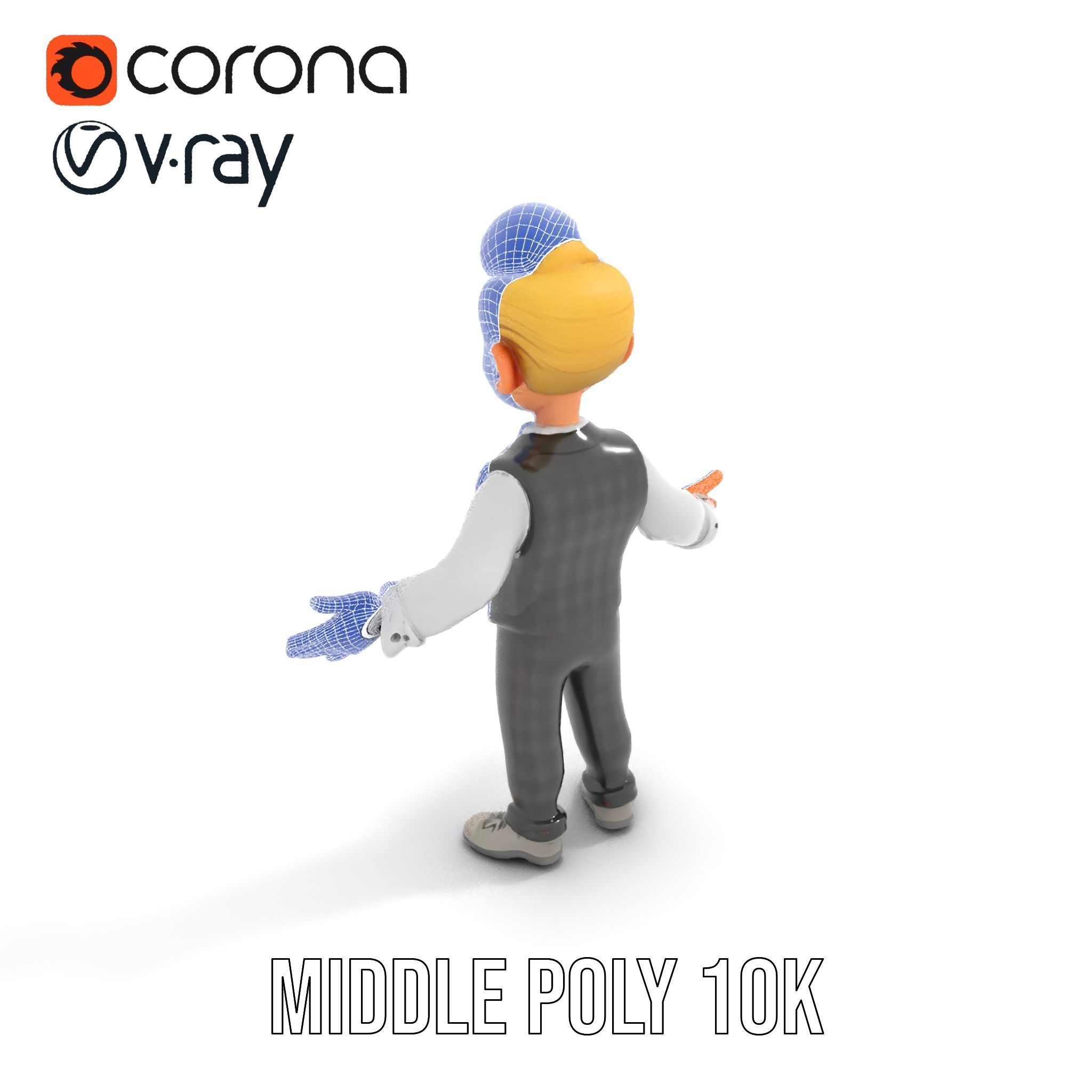 Stylish Young Businessman Rigged and Animated D Character Model Low-poly 3D model_27