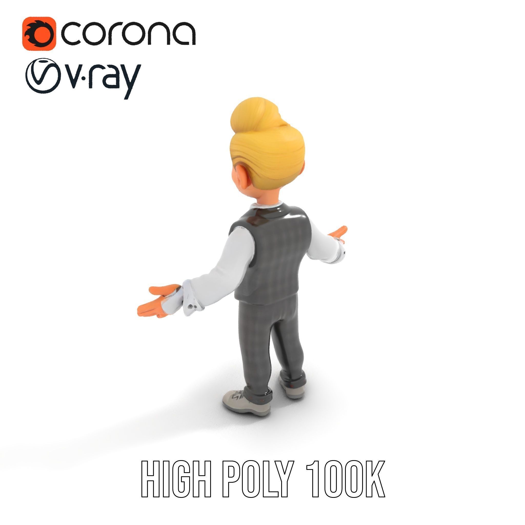 Stylish Young Businessman Rigged and Animated D Character Model Low-poly 3D model_14