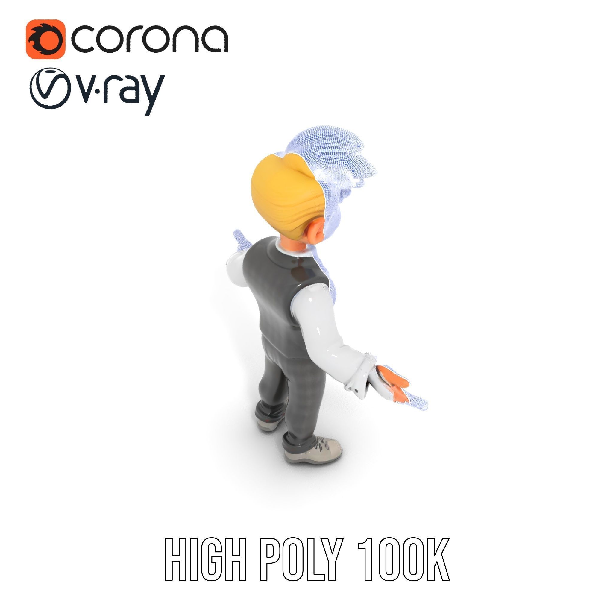 Stylish Young Businessman Rigged and Animated D Character Model Low-poly 3D model_26