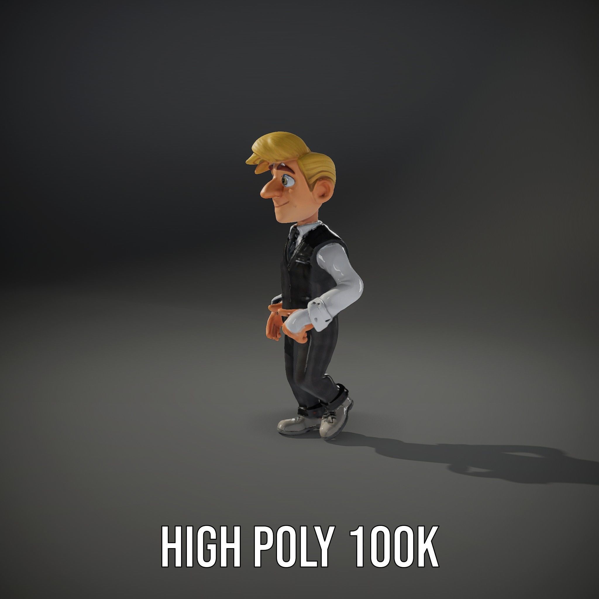Stylish Young Businessman Rigged and Animated D Character Model Low-poly 3D model_17