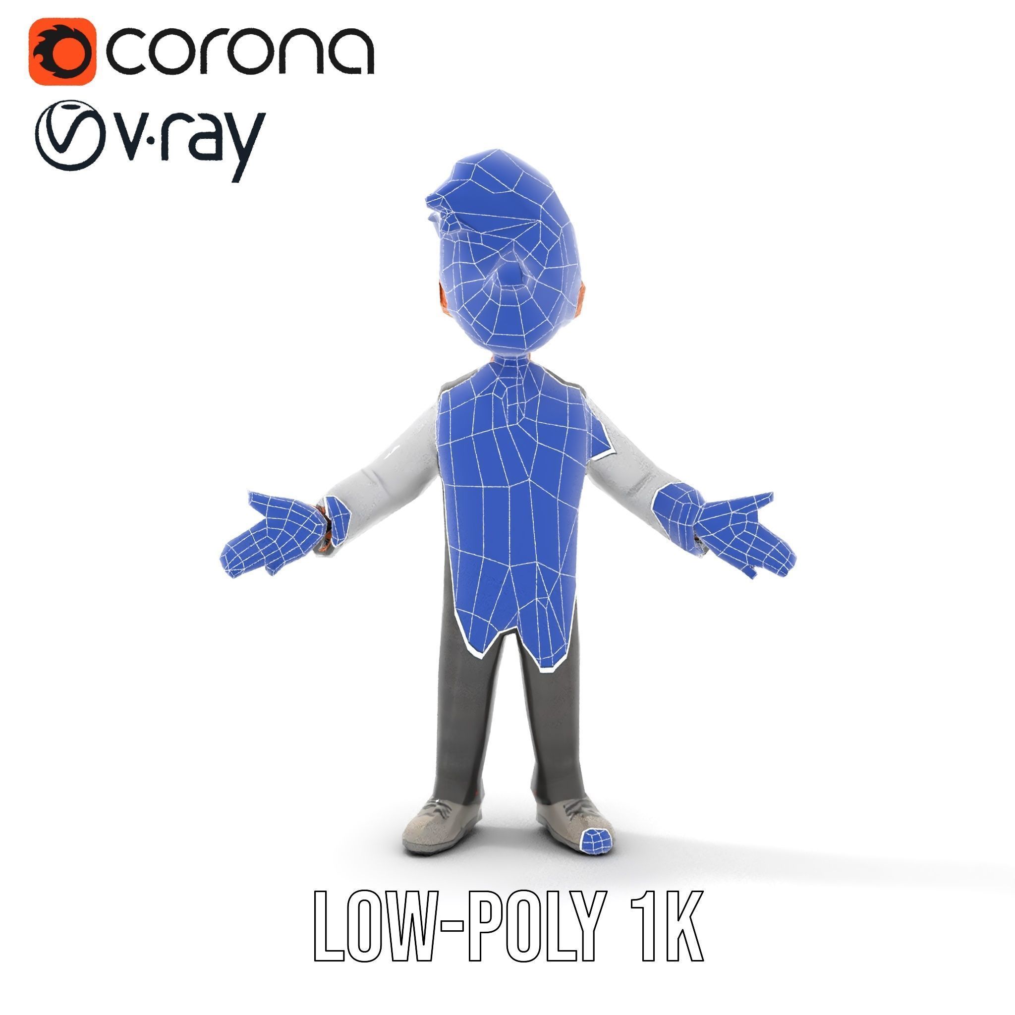 Stylish Young Businessman Rigged and Animated D Character Model Low-poly 3D model_19