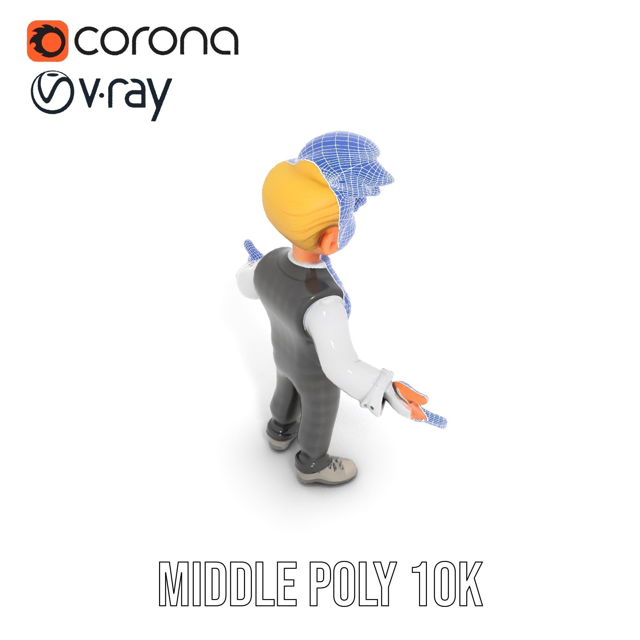 Stylish Young Businessman Rigged and Animated D Character Model Low-poly 3D model_30