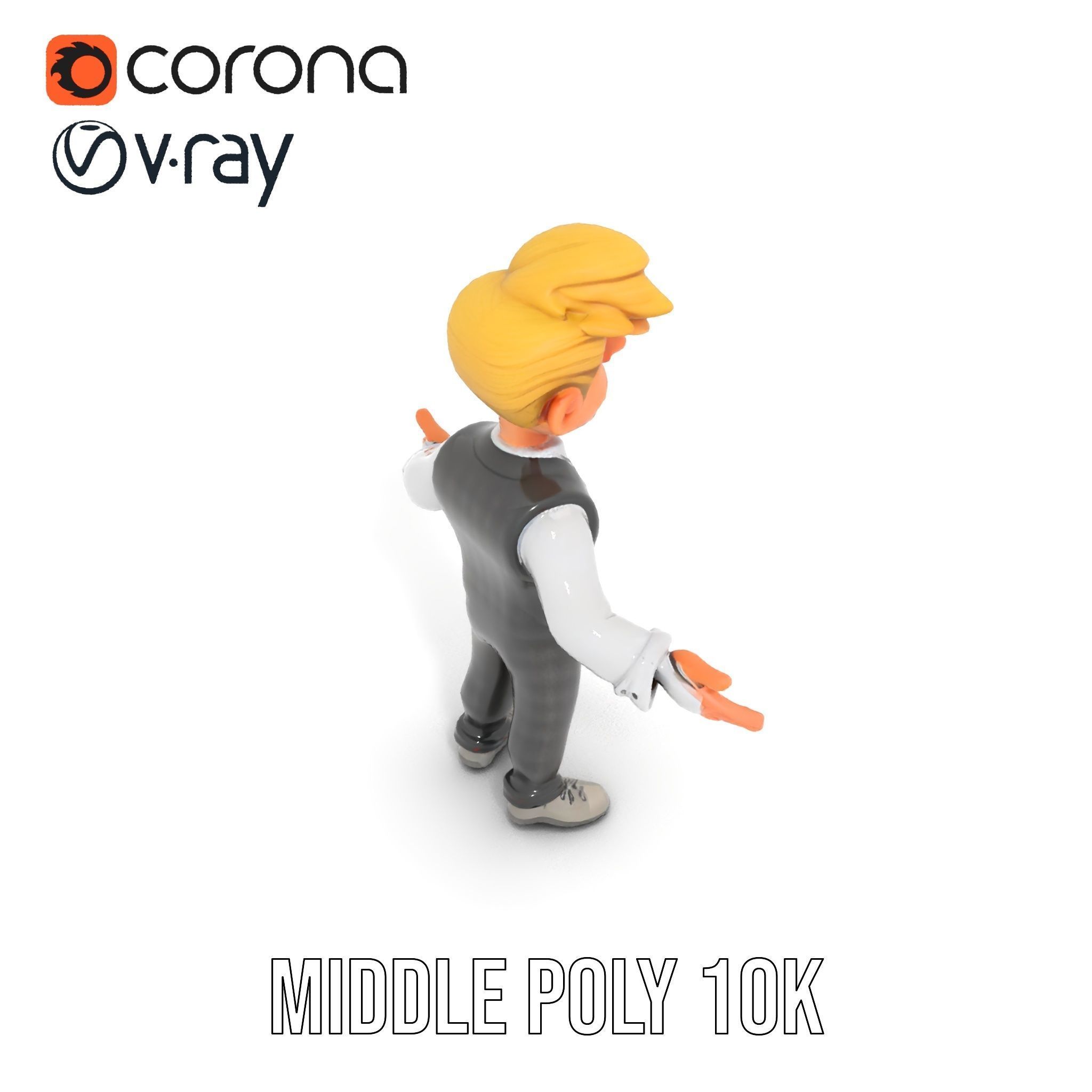 Stylish Young Businessman Rigged and Animated D Character Model Low-poly 3D model_12