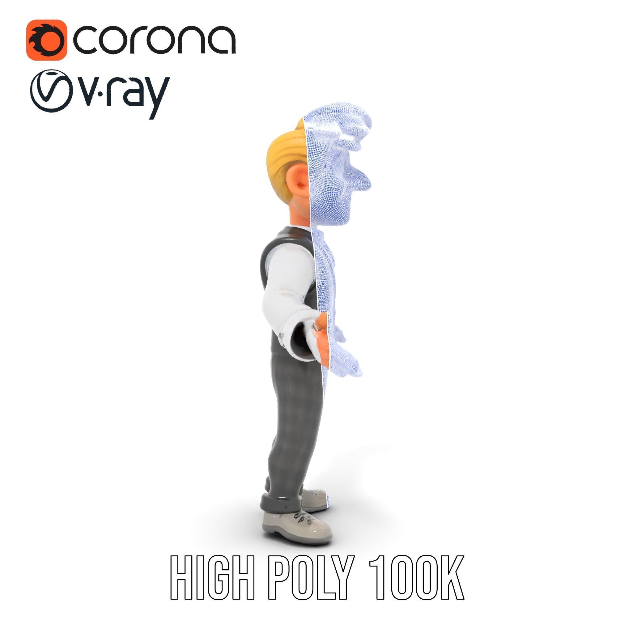 Stylish Young Businessman Rigged and Animated D Character Model Low-poly 3D model_35