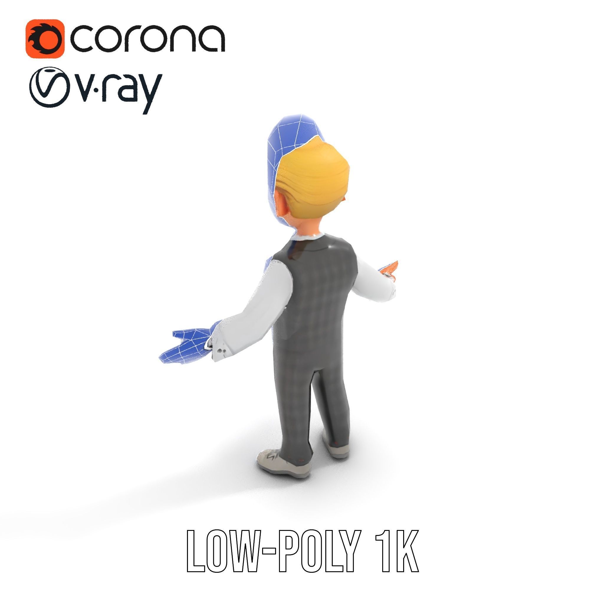 Stylish Young Businessman Rigged and Animated D Character Model Low-poly 3D model_25