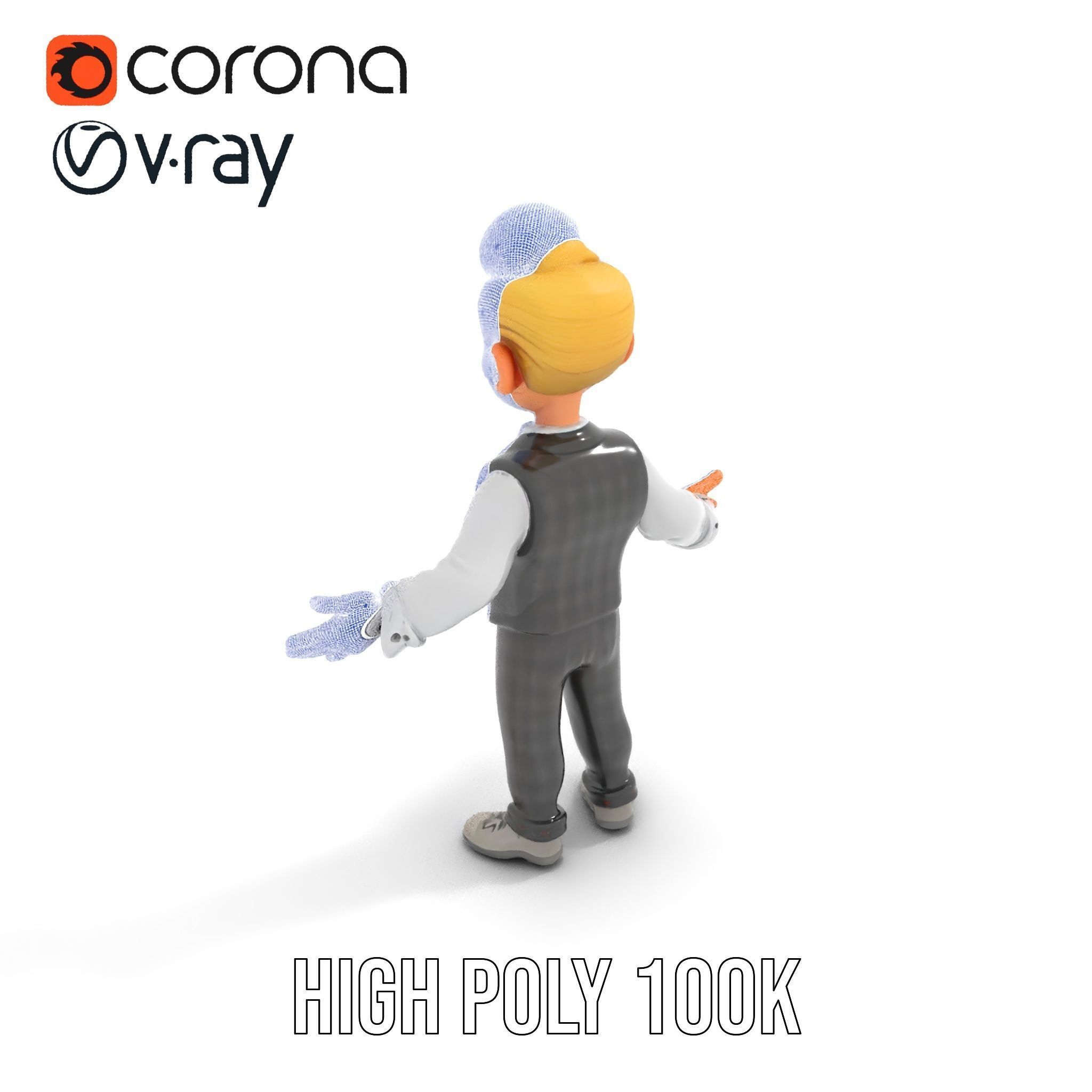 Stylish Young Businessman Rigged and Animated D Character Model Low-poly 3D model_36