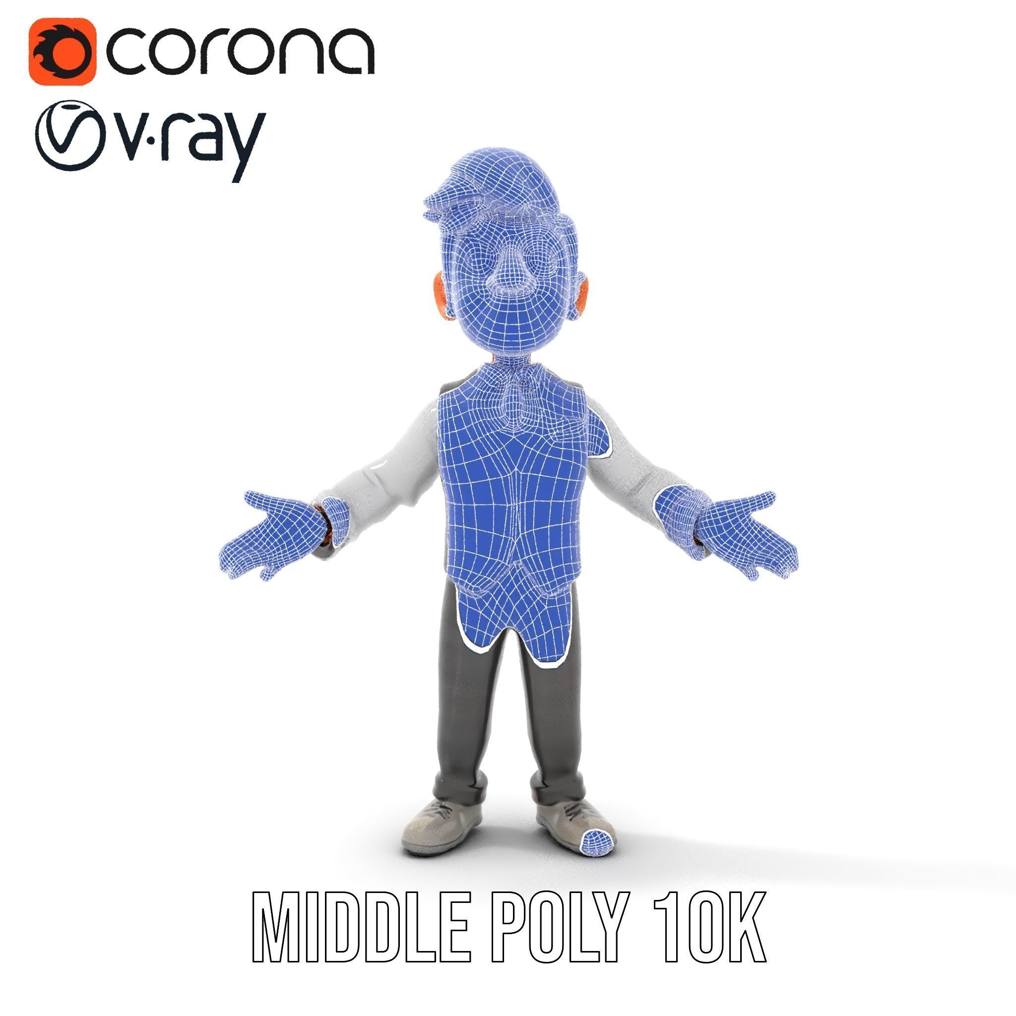 Stylish Young Businessman Rigged and Animated D Character Model Low-poly 3D model_34