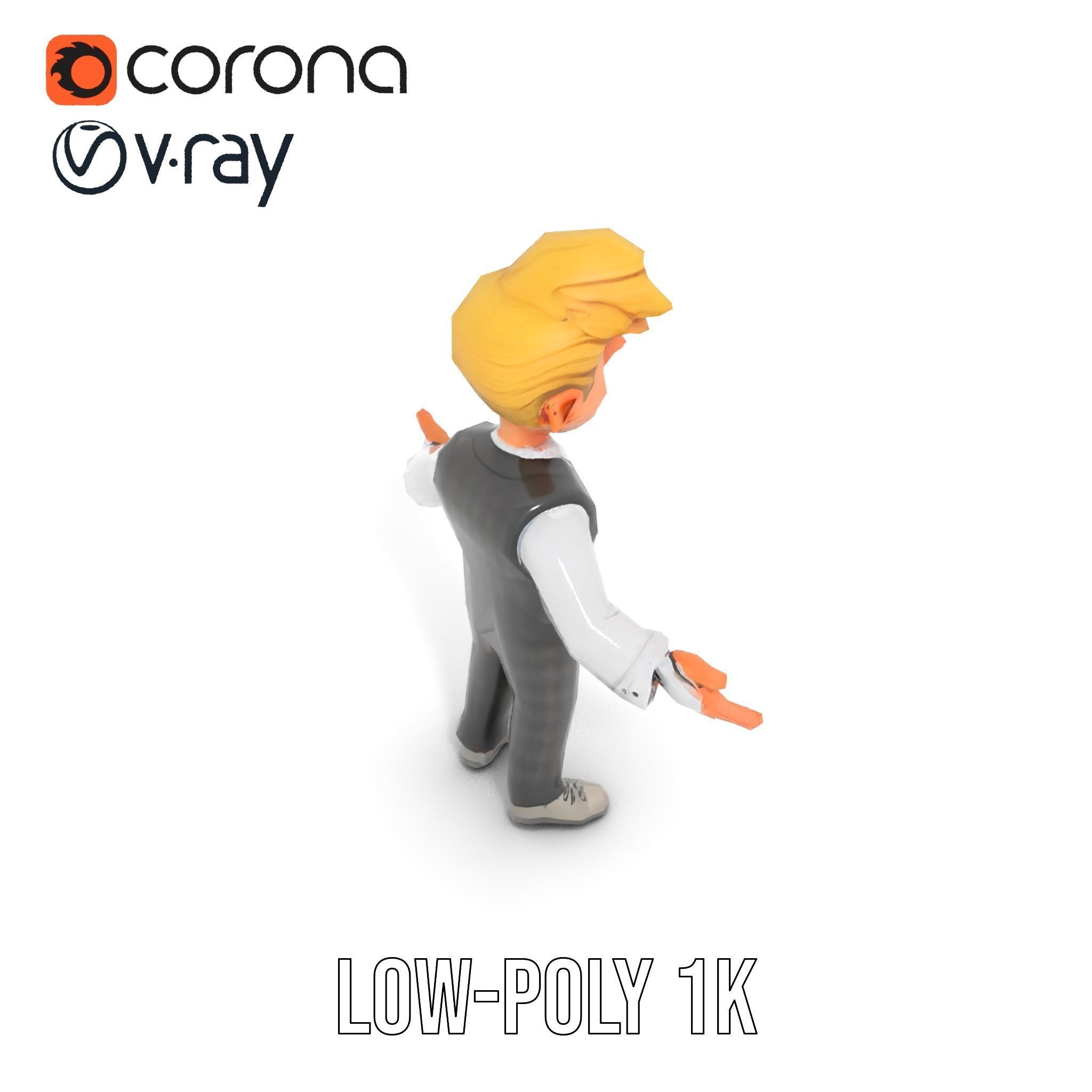 Stylish Young Businessman Rigged and Animated D Character Model Low-poly 3D model_13