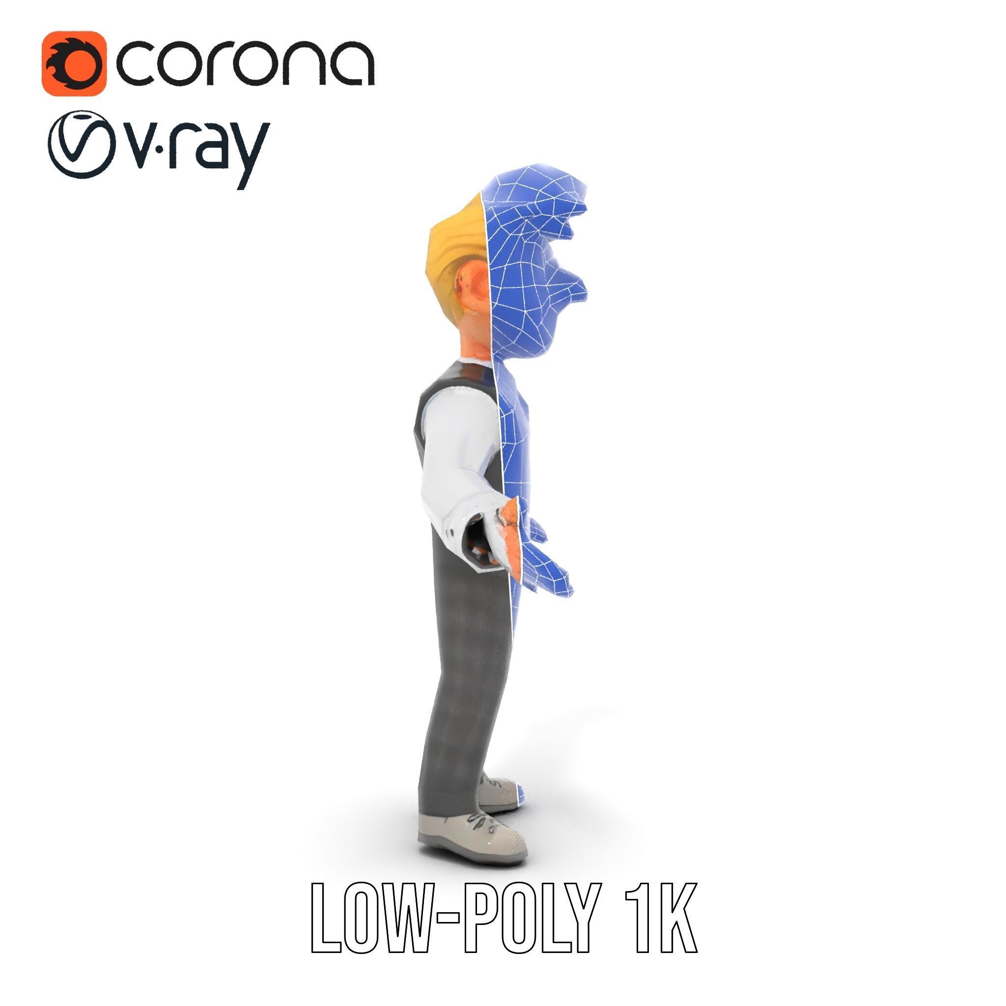 Stylish Young Businessman Rigged and Animated D Character Model Low-poly 3D model_28