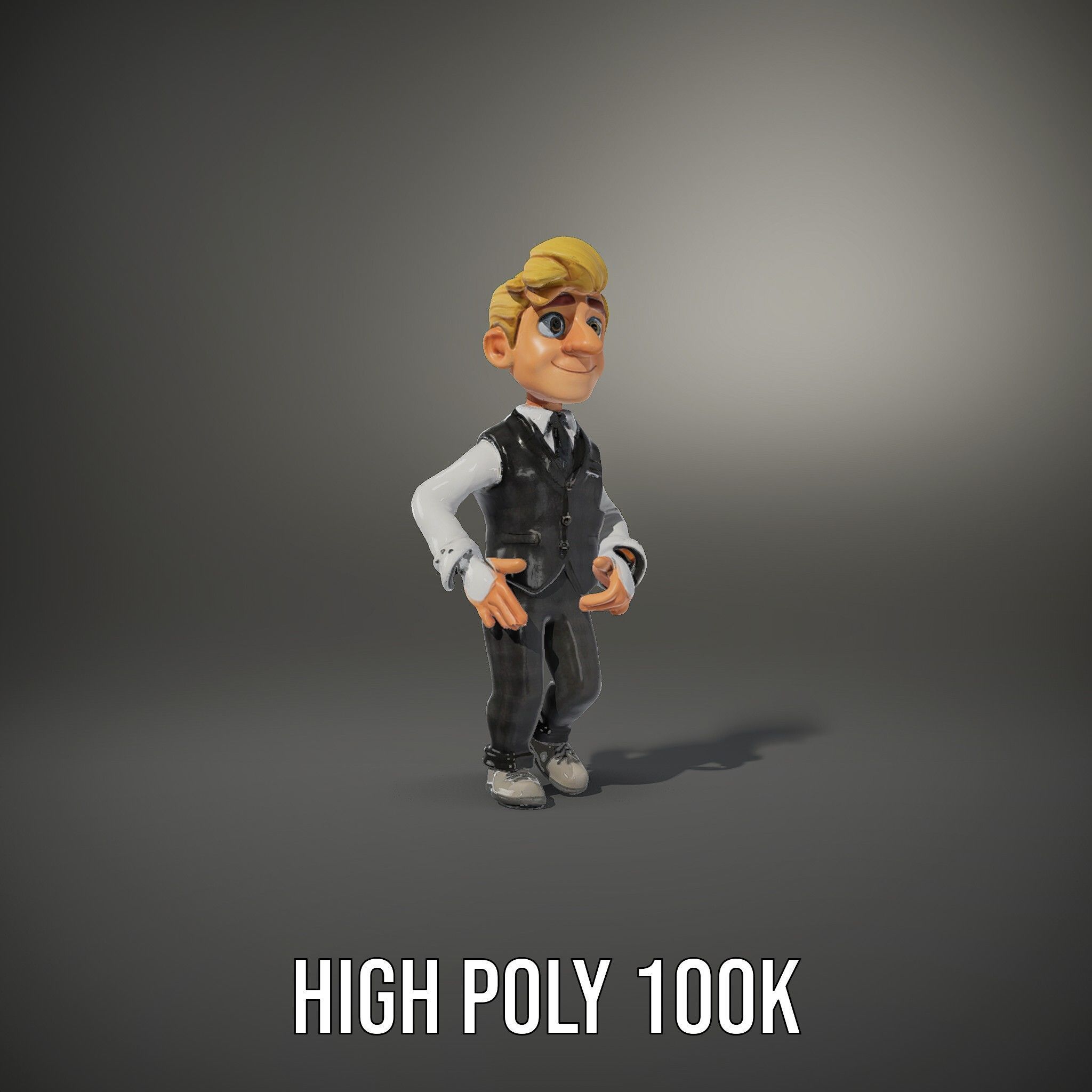 Stylish Young Businessman Rigged and Animated D Character Model Low-poly 3D model_11