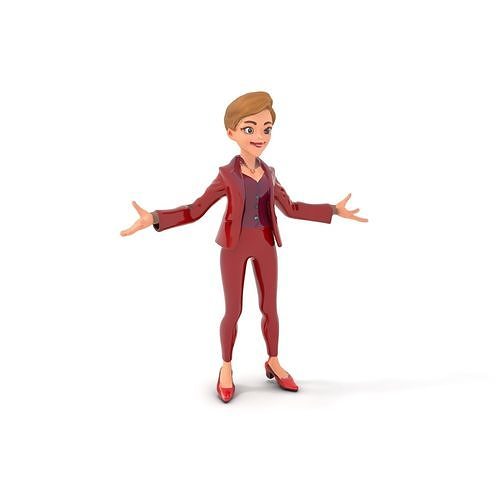 Stylish Businesswoman D Model Rigged and Animated Low-poly 3D model