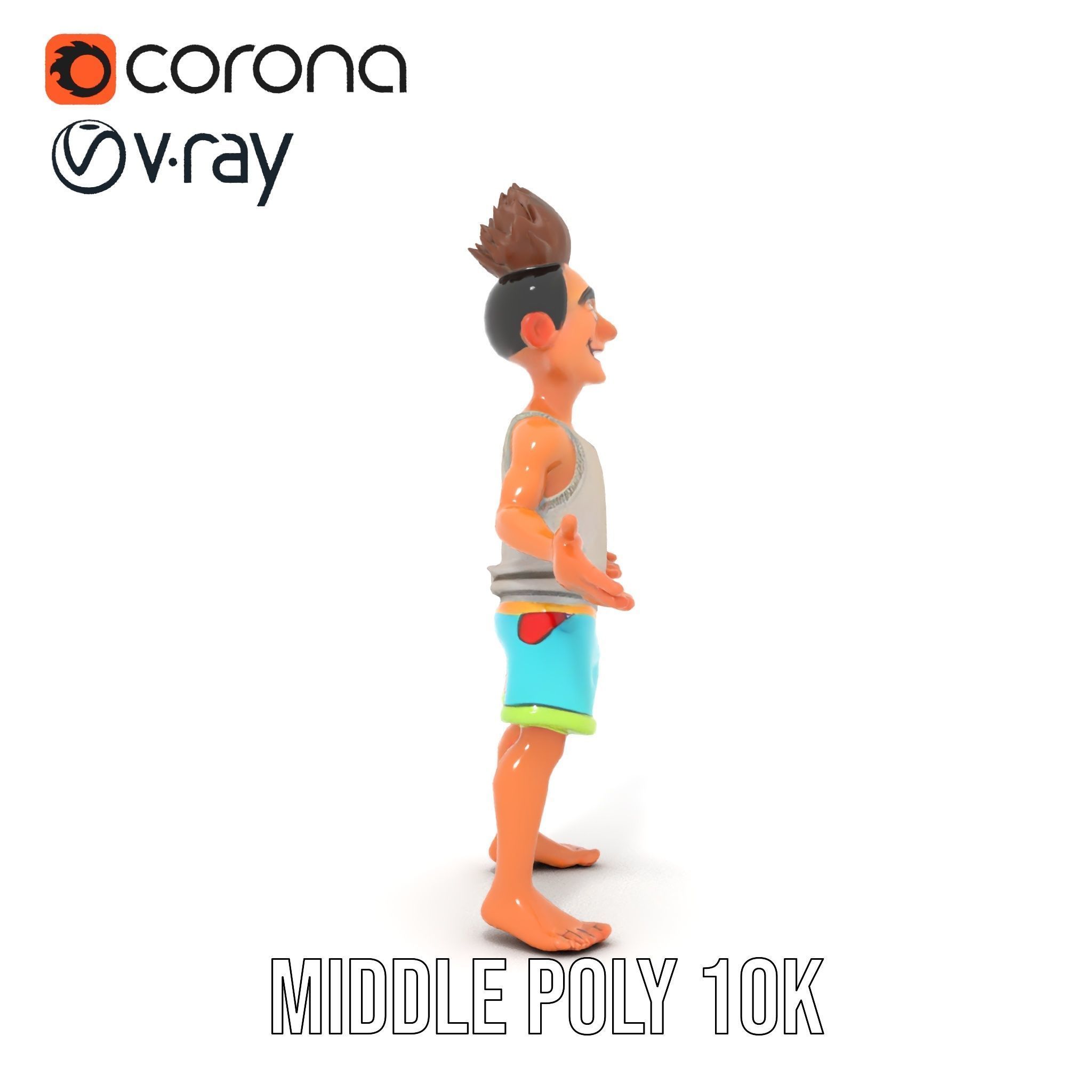 Youthful Cartoon Character Rigged and Animated Low-poly 3D model_27