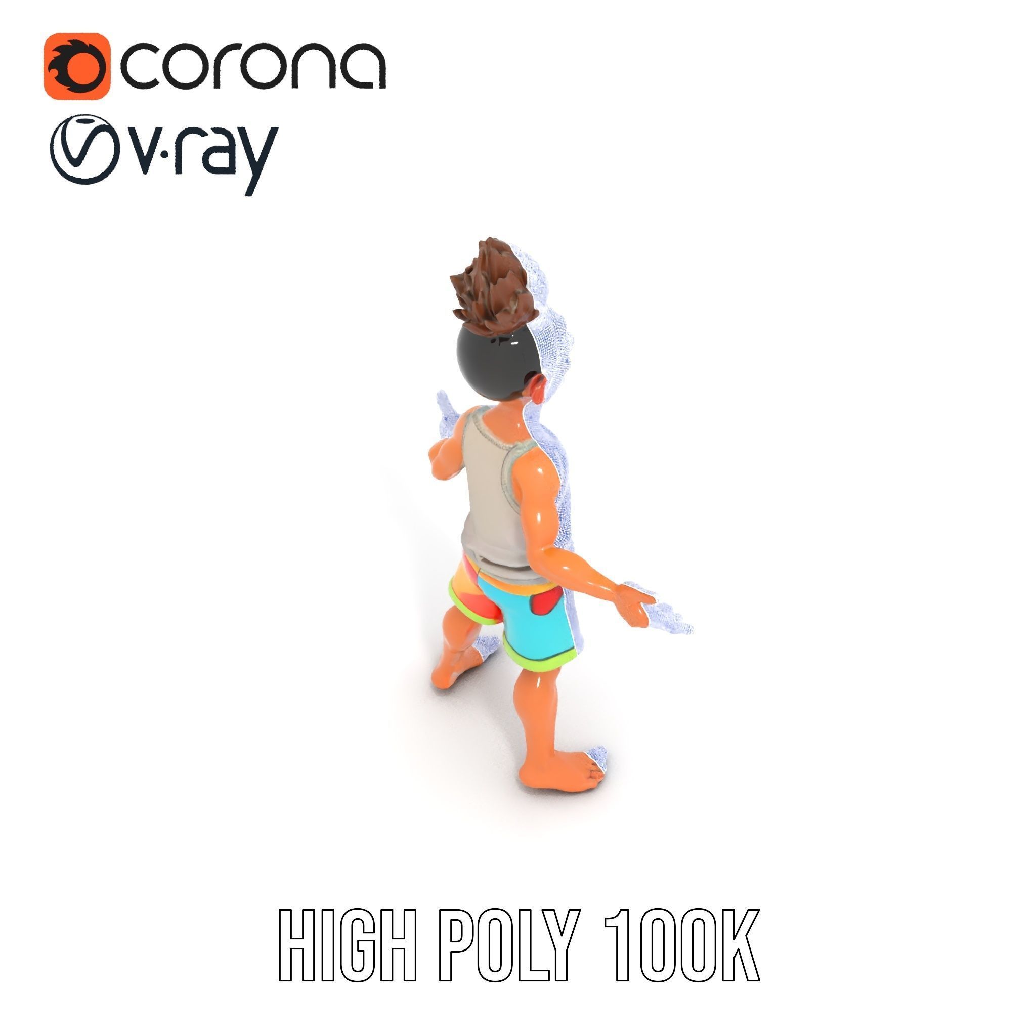 Youthful Cartoon Character Rigged and Animated Low-poly 3D model_32